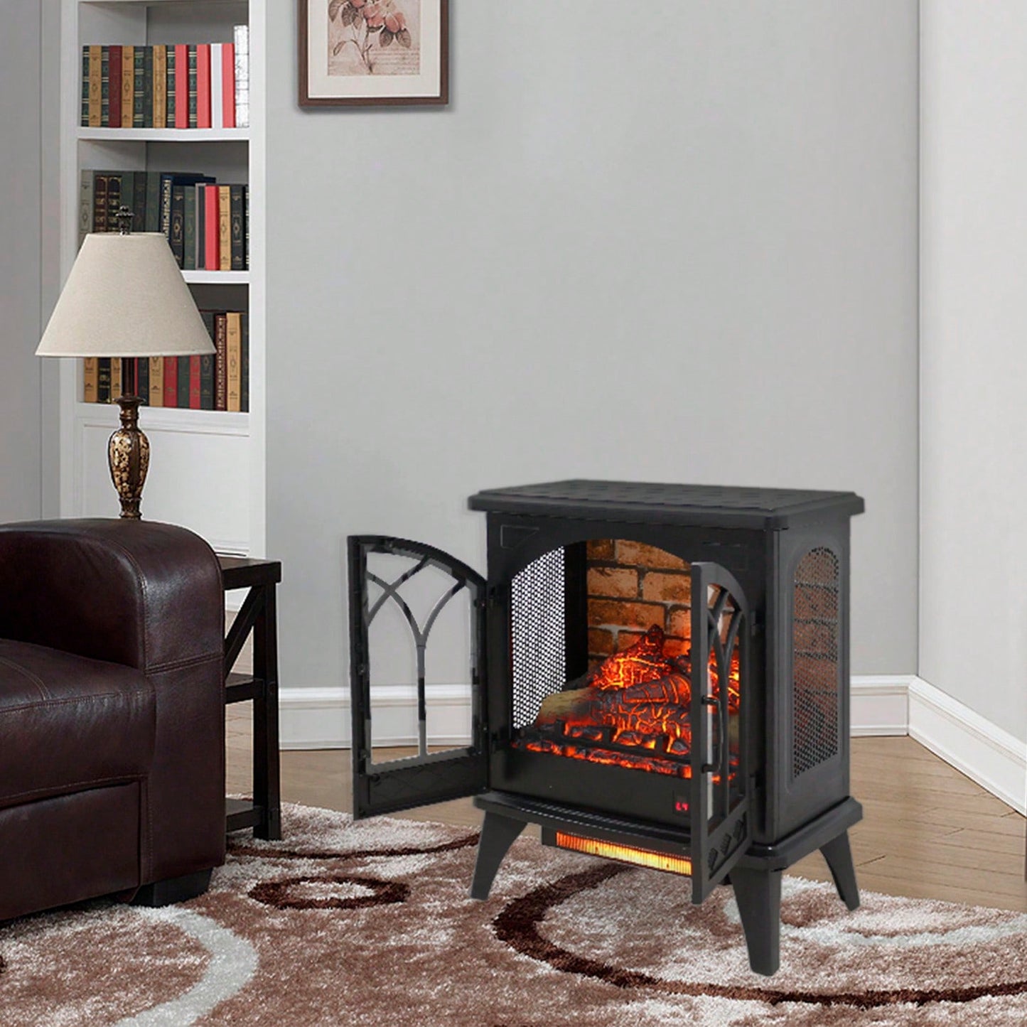 24 Inch 3D Flame Electric Infrared Quartz Fireplace Stove With Remote Control