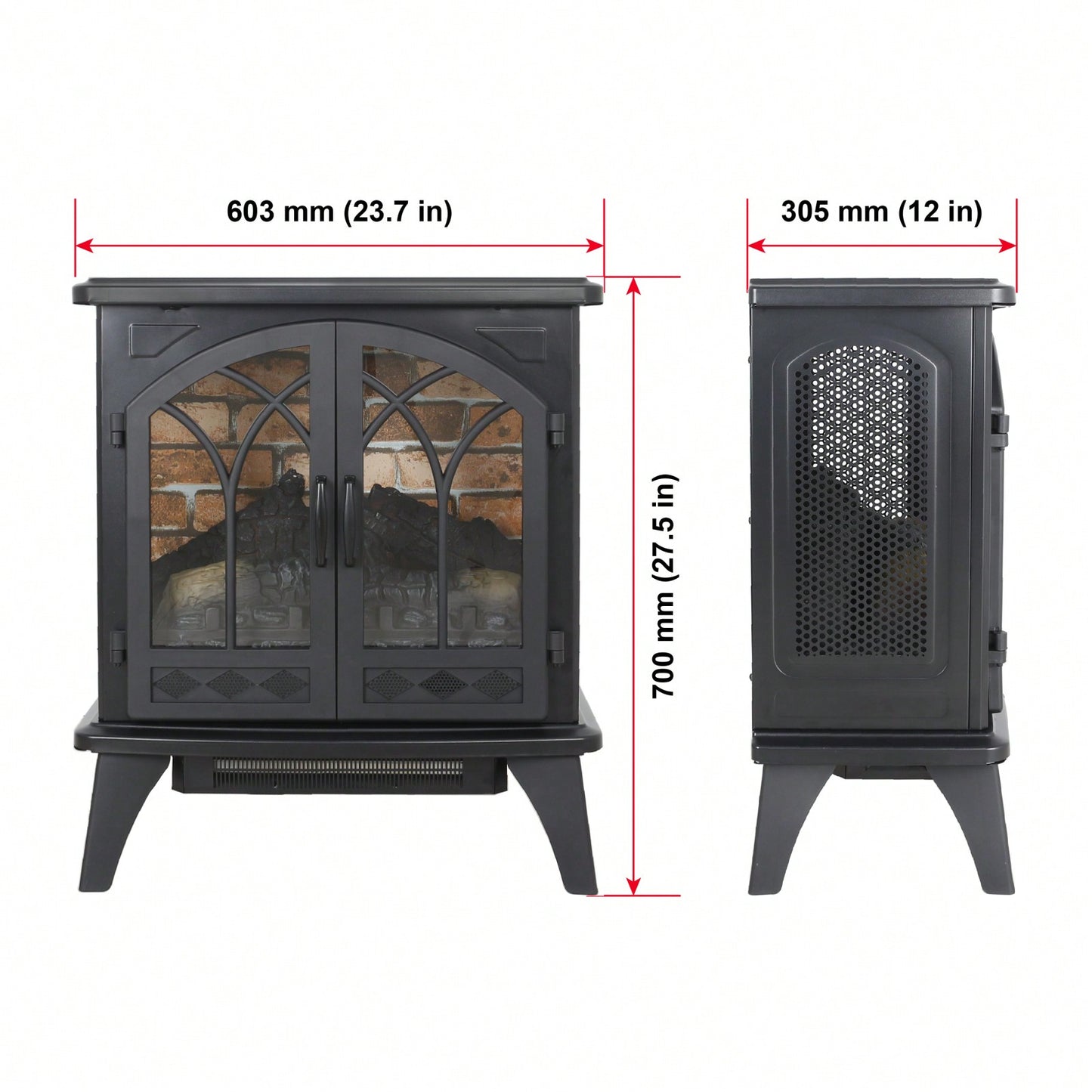 24 Inch 3D Flame Electric Infrared Quartz Fireplace Stove With Remote Control