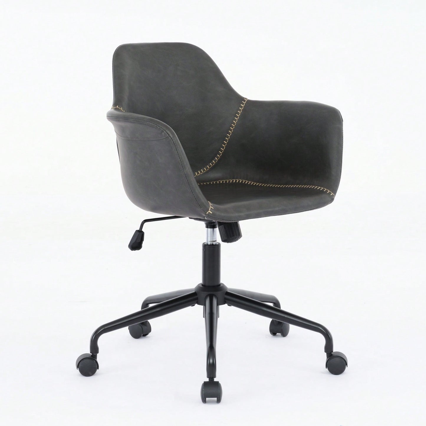 Ergonomic Mid-Century Modern Swivel Office Chair with Adjustable Height and Back Support for Home and Study