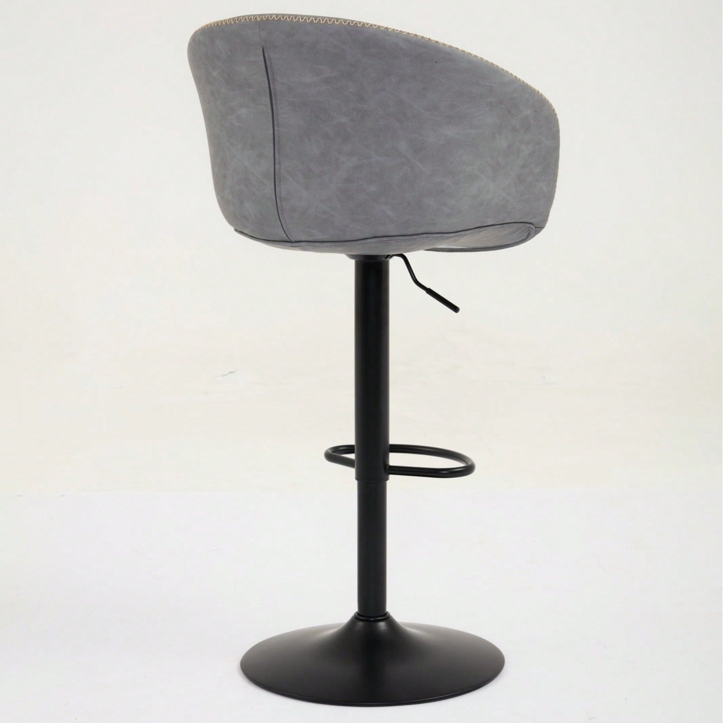Modern Swivel Adjustable Height Bar Stools with Backrest PU Leather for Kitchen Island 17.7 Inch Large Base with Rubber Ring