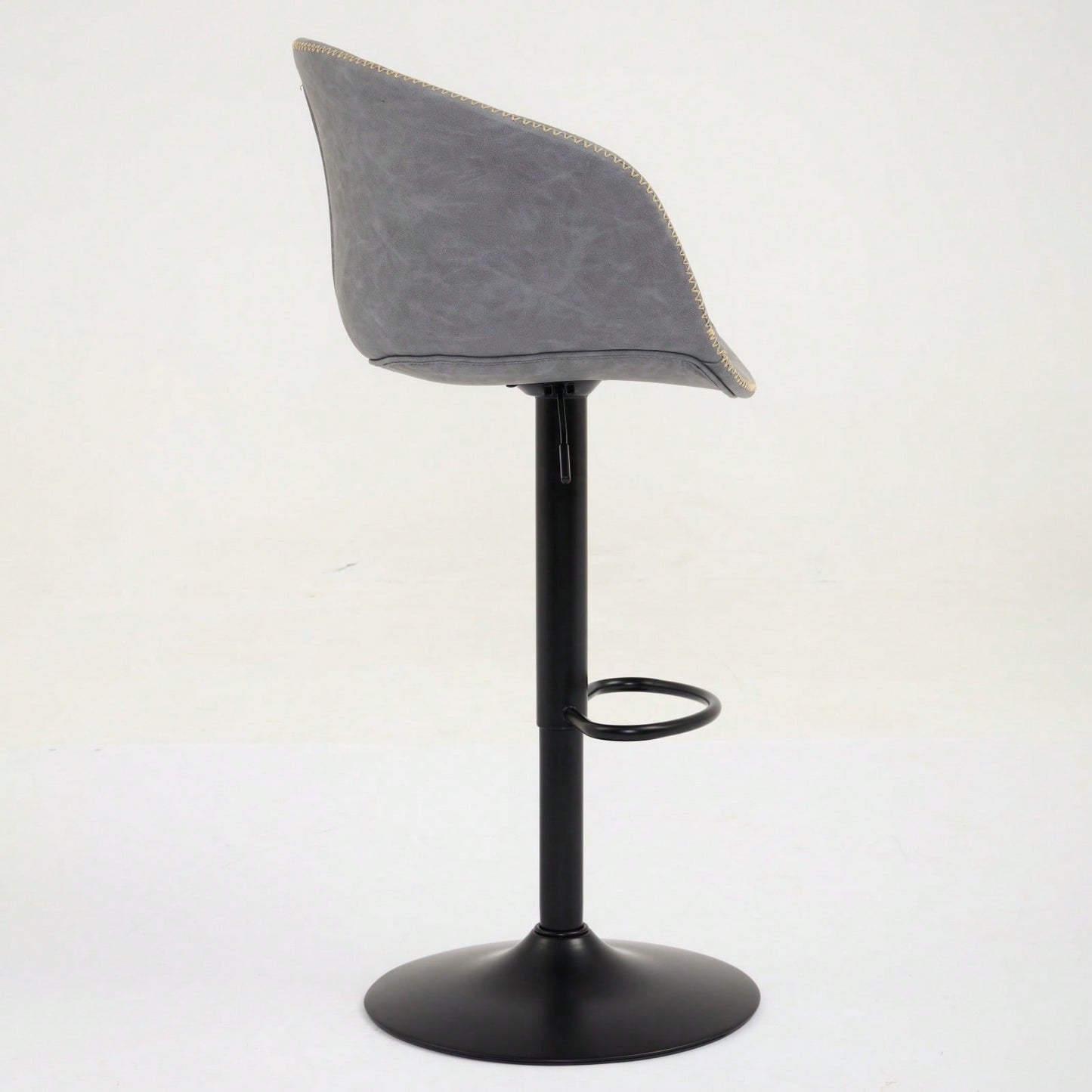 Modern Swivel Adjustable Height Bar Stools with Backrest PU Leather for Kitchen Island 17.7 Inch Large Base with Rubber Ring