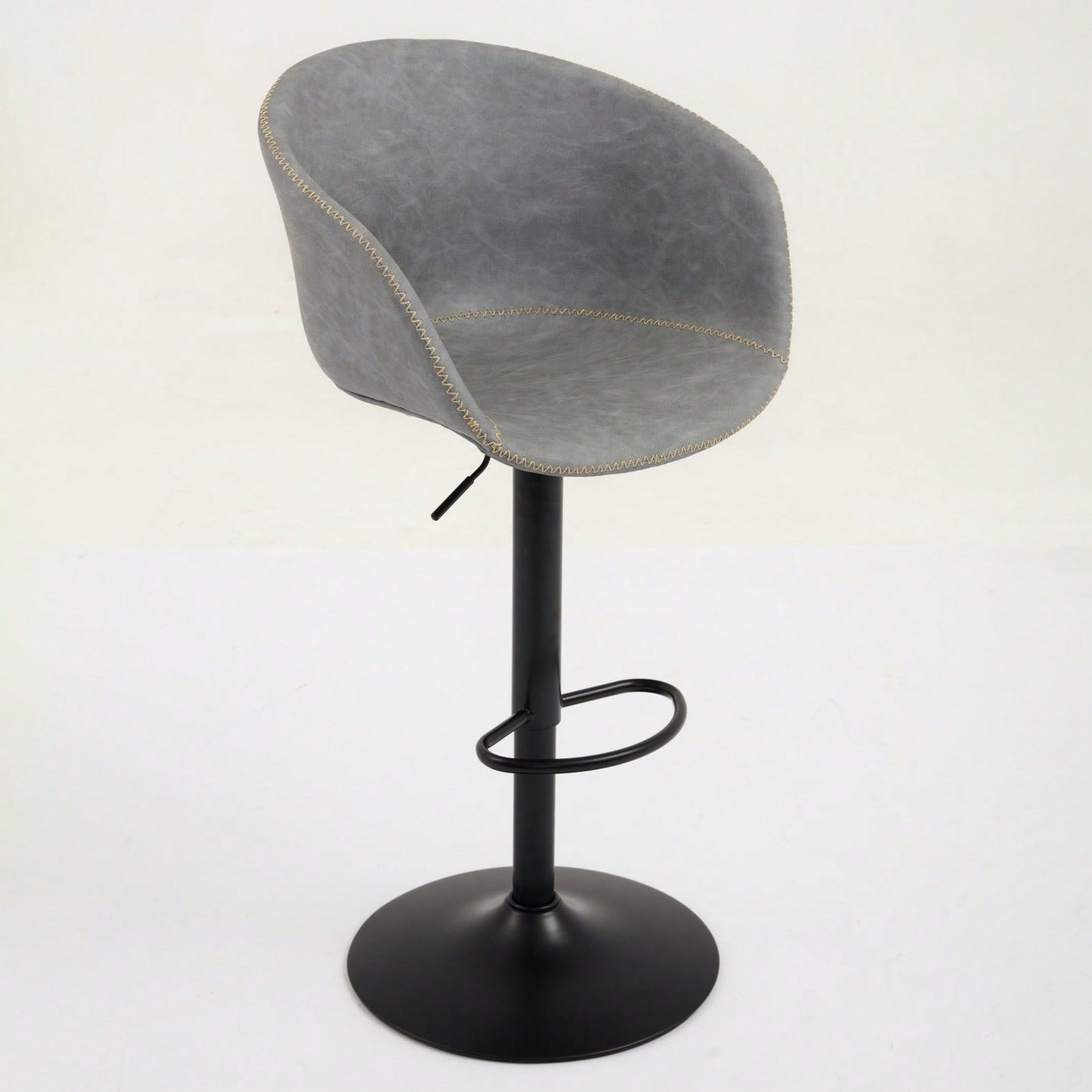 Modern Swivel Adjustable Height Bar Stools with Backrest PU Leather for Kitchen Island 17.7 Inch Large Base with Rubber Ring
