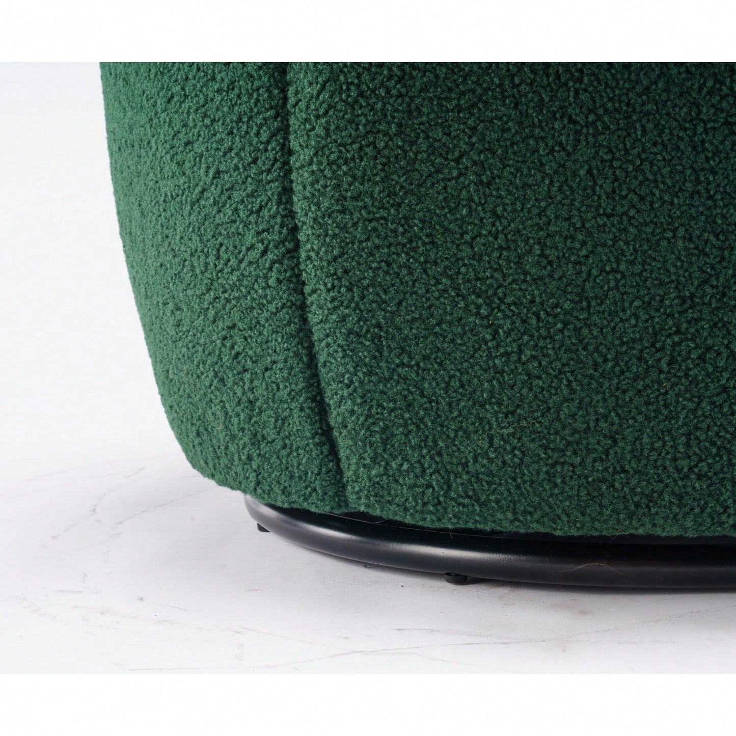 Teddy Fabric Swivel Accent Armchair Barrel Chair With Black Powder Coating Metal Ring