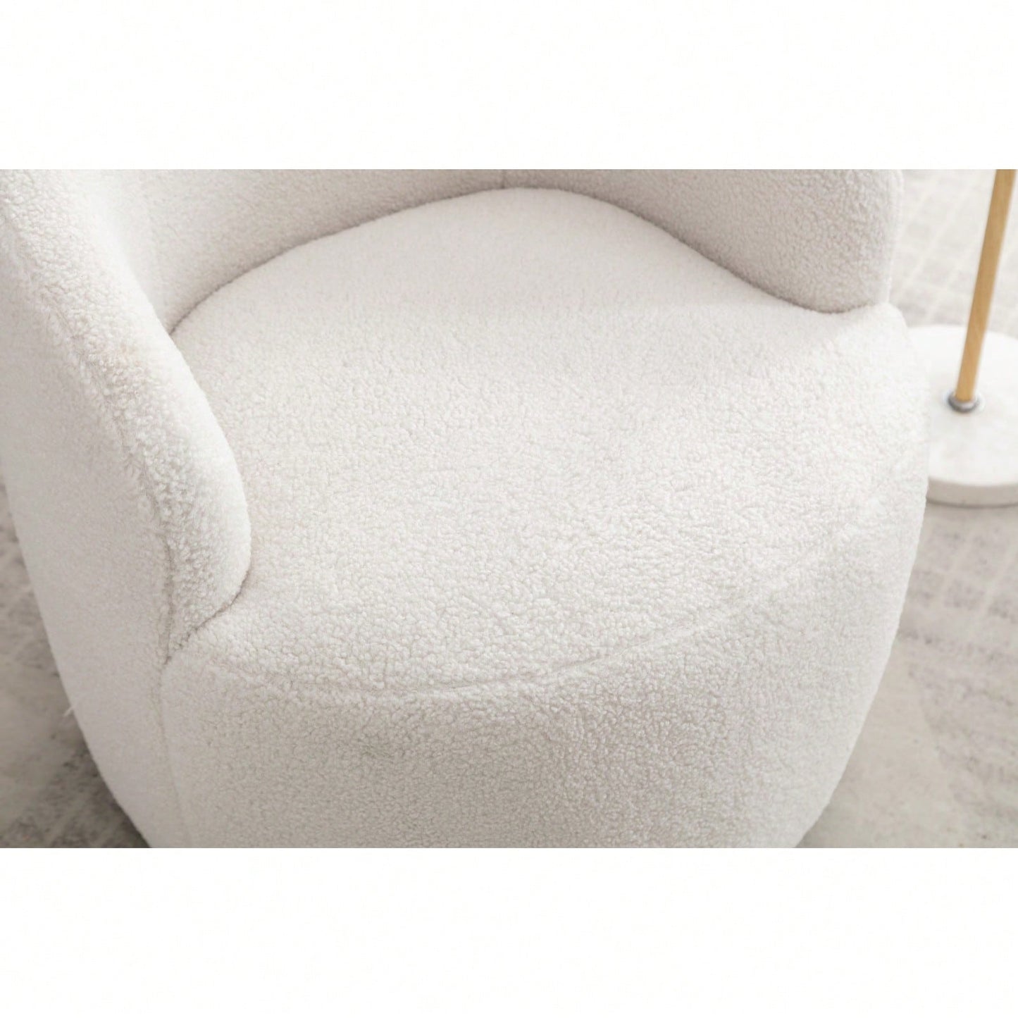 Teddy Fabric Swivel Accent Armchair Barrel Chair With Black Powder Coating Metal Ring