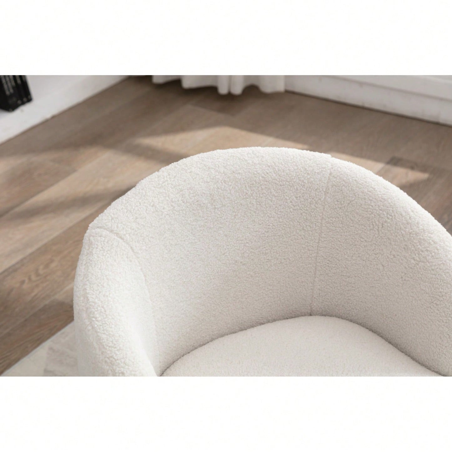 Teddy Fabric Swivel Accent Armchair Barrel Chair With Black Powder Coating Metal Ring