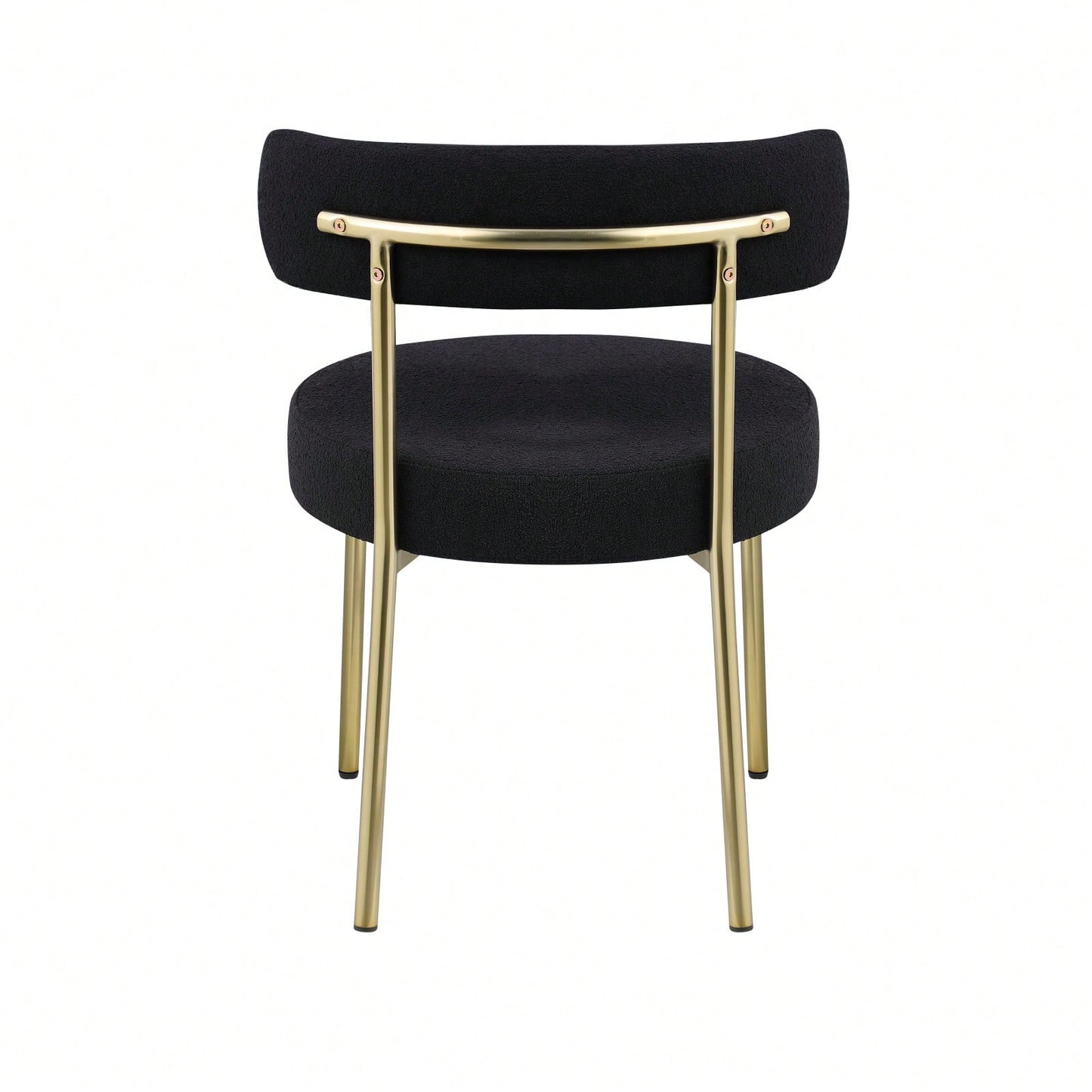 Mid-Century Modern Upholstered Boucle Dining Chairs Set of 2 with Ergonomic Backrest Thick Cushions and Brass Legs