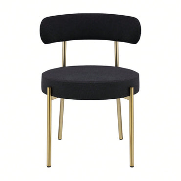 Mid-Century Modern Upholstered Boucle Dining Chairs Set of 2 with Ergonomic Backrest Thick Cushions and Brass Legs