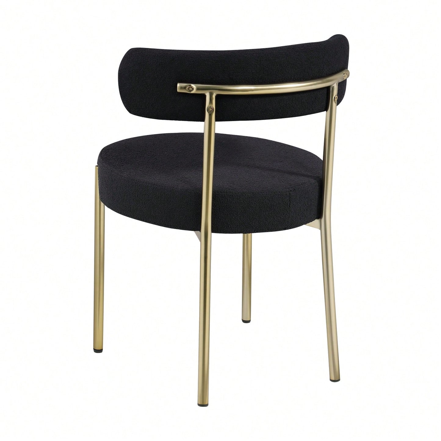 Mid-Century Modern Upholstered Boucle Dining Chairs Set of 2 with Ergonomic Backrest Thick Cushions and Brass Legs