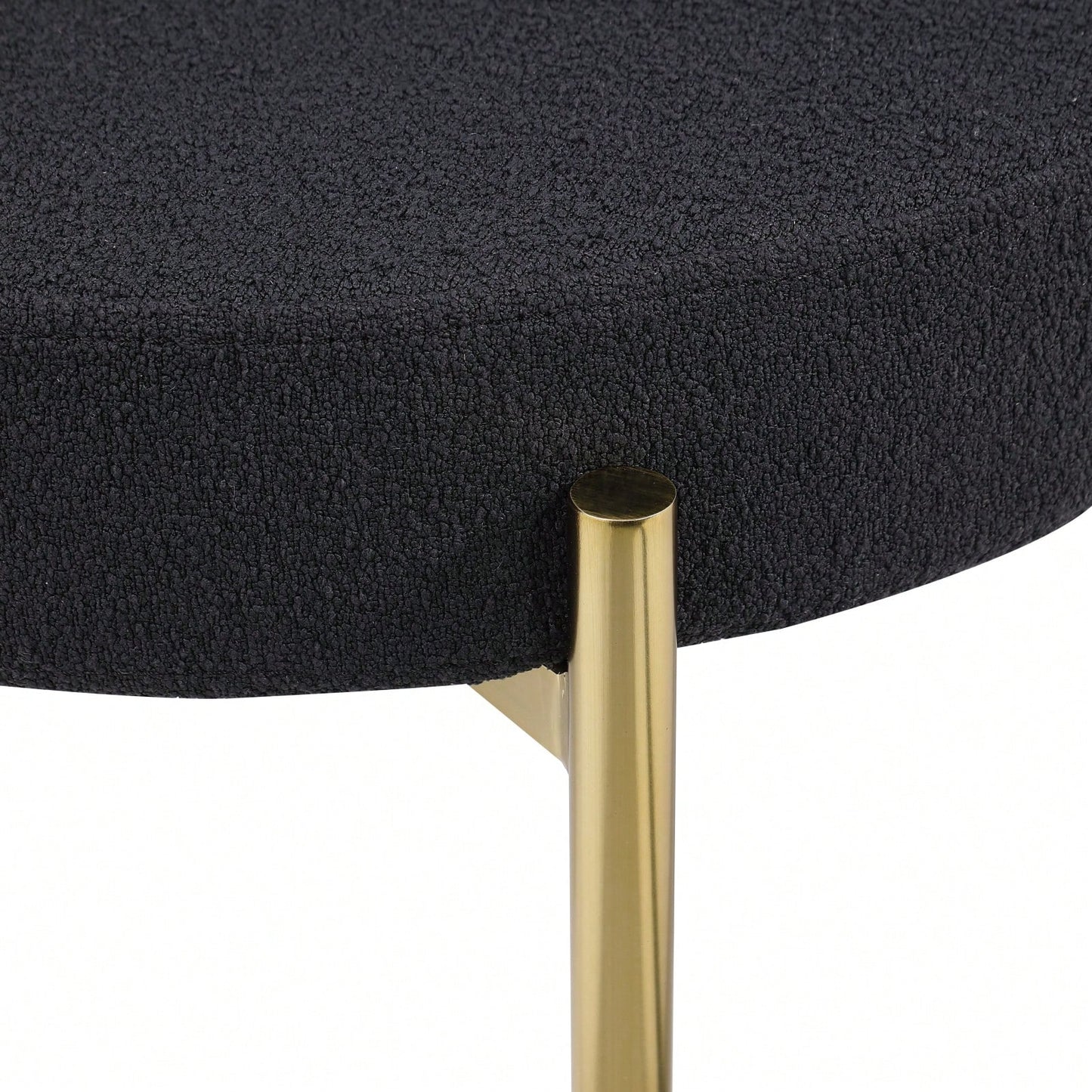 Mid-Century Modern Upholstered Boucle Dining Chairs Set of 2 with Ergonomic Backrest Thick Cushions and Brass Legs