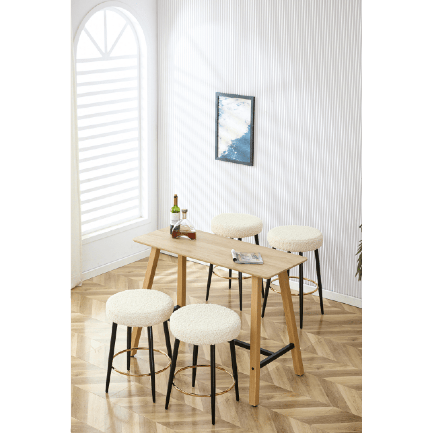 Counter Height Bar Stools Set Of 2, Upholstered Kitchen Dining Chairs With Footrest, 24 Inches - Velvet