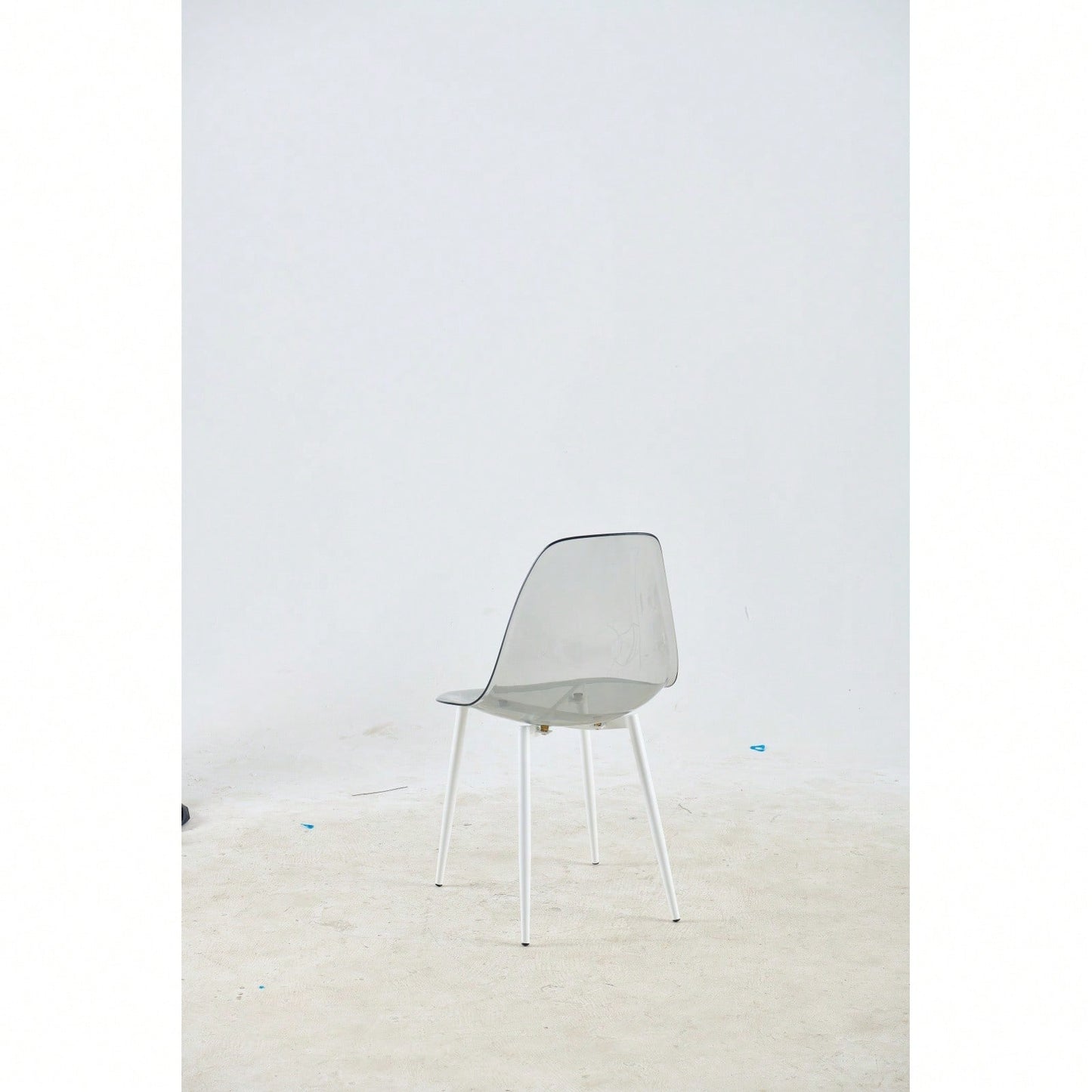 Set Of 4 Transparent Grey Dining Chairs With Metal Legs