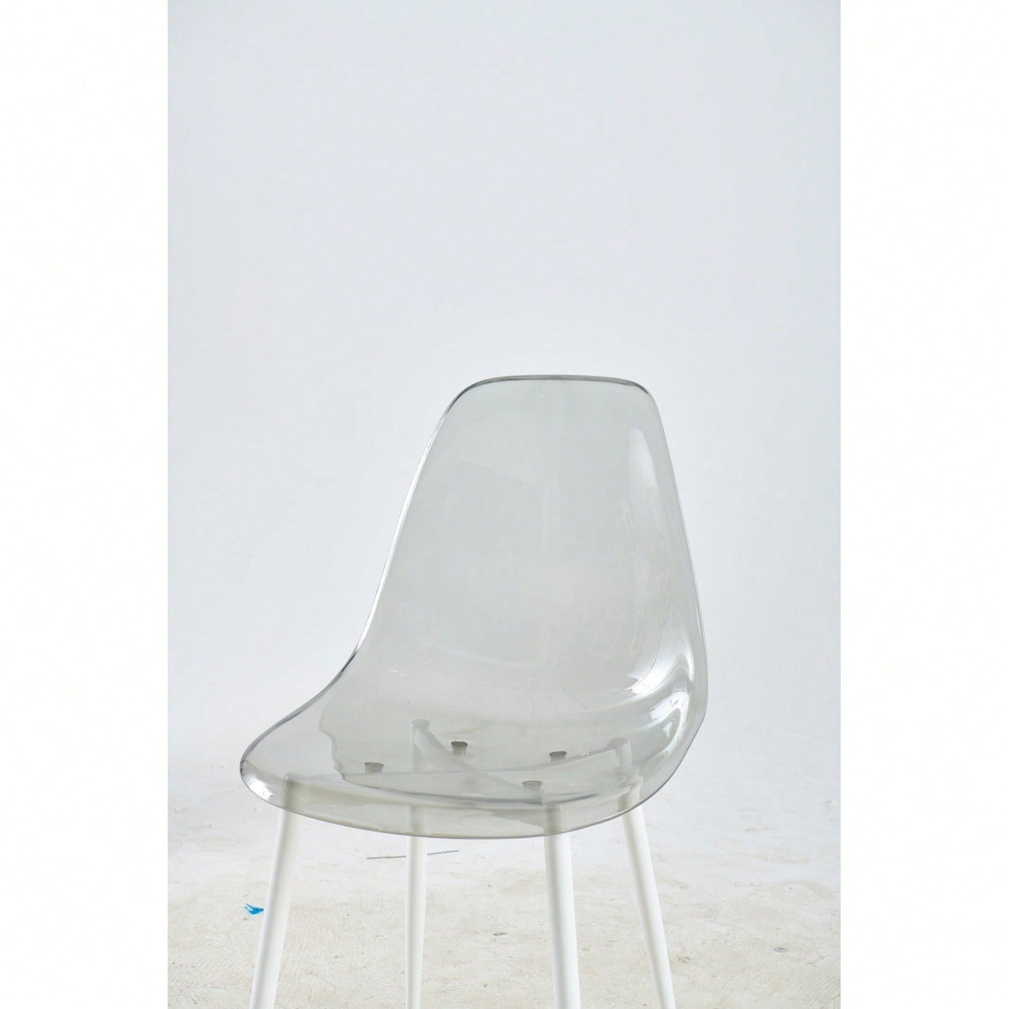 Set Of 4 Transparent Grey Dining Chairs With Metal Legs