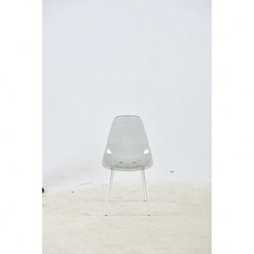 Set Of 4 Transparent Grey Dining Chairs With Metal Legs
