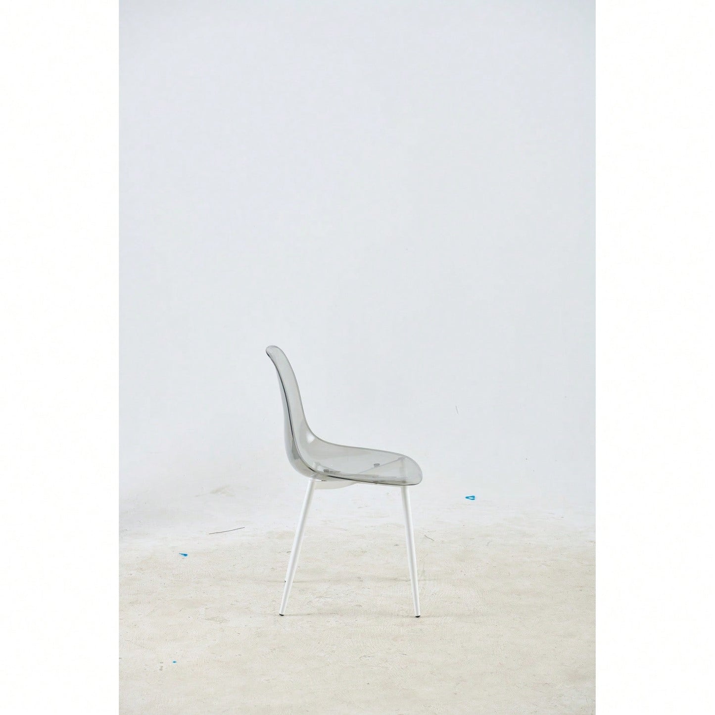 Set Of 4 Transparent Grey Dining Chairs With Metal Legs