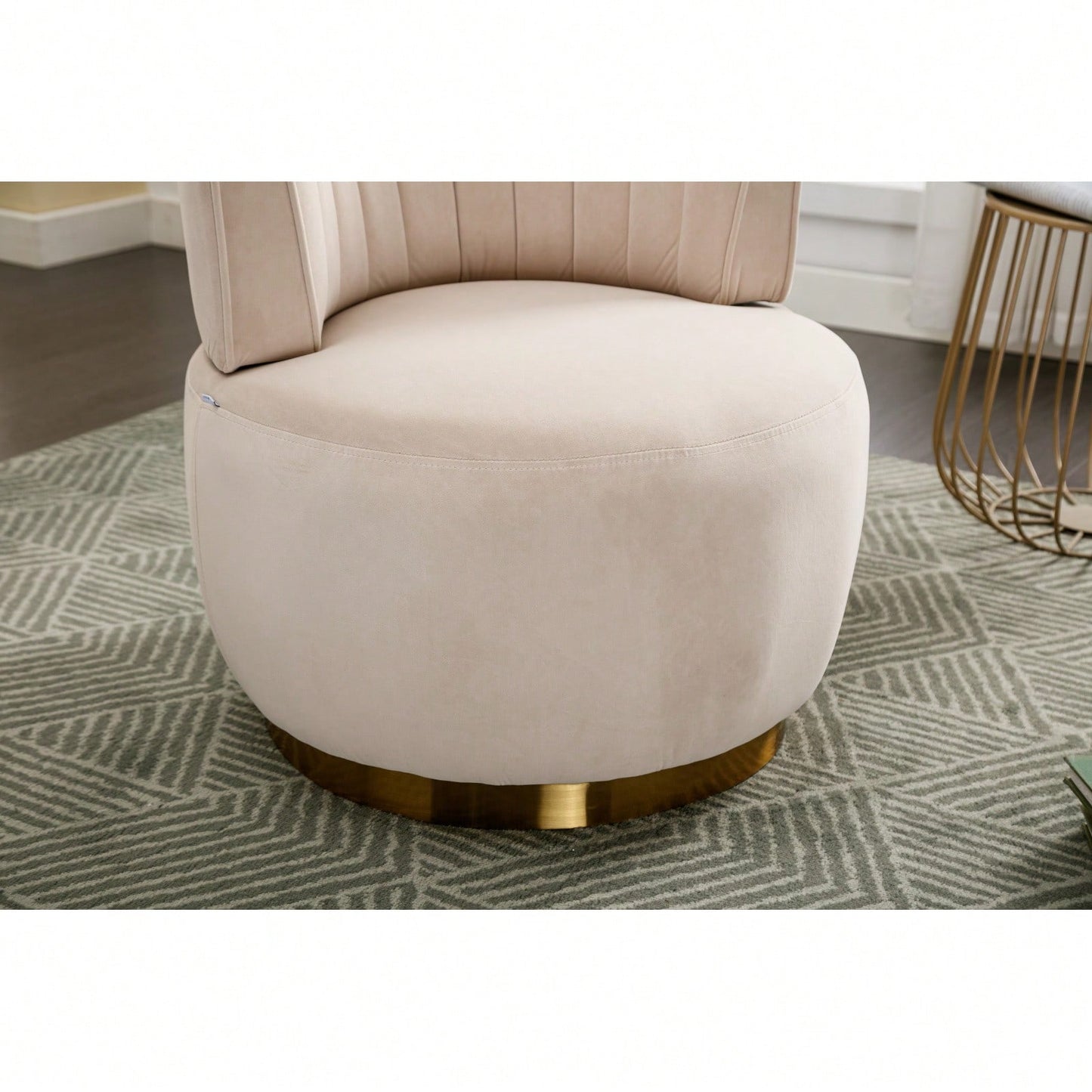360 Degree Swivel Velvet Barrel Chair with Foam Cushions for Living Room Bedroom Office Nursery
