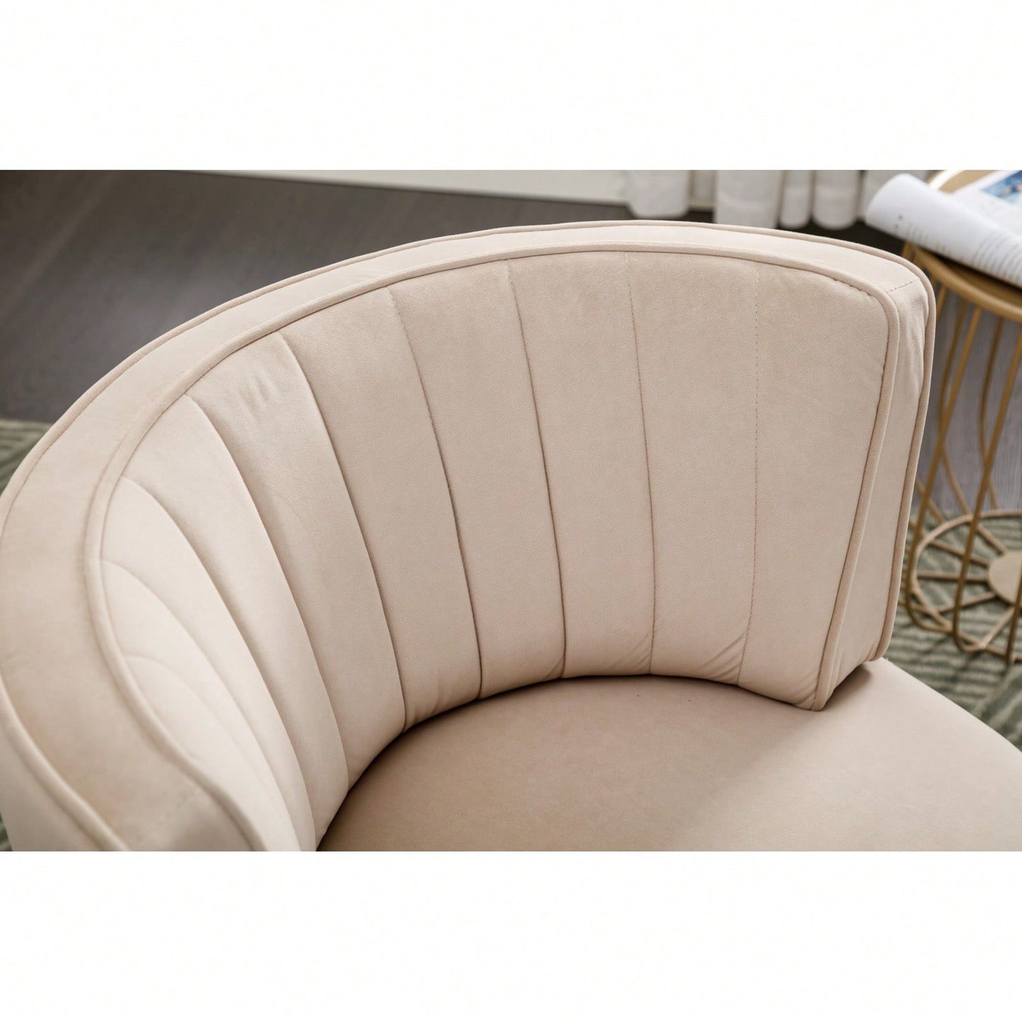 360 Degree Swivel Velvet Barrel Chair with Foam Cushions for Living Room Bedroom Office Nursery