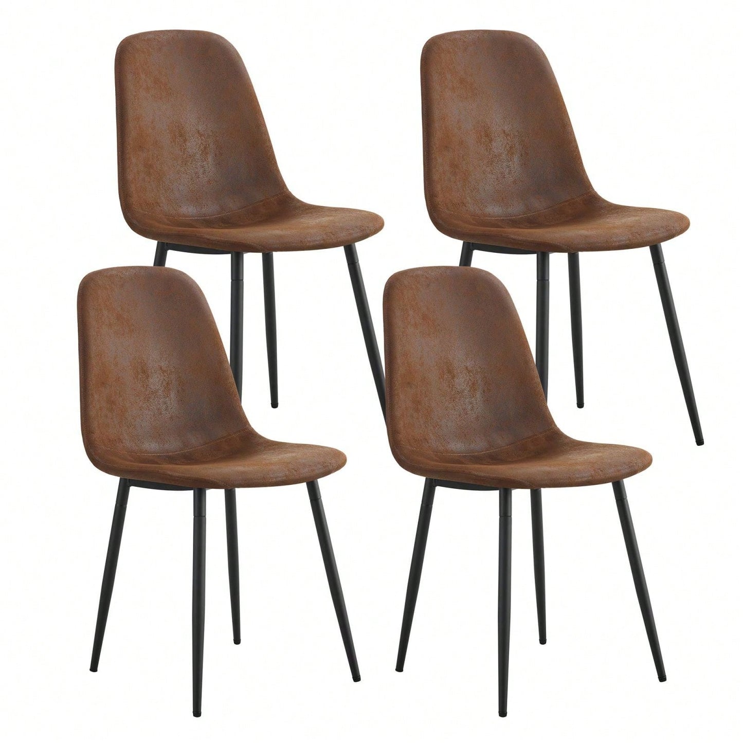 Modern Farmhouse Dining Chairs Set of 4 Upholstered Linen Fabric Side Chairs with Soft Cushions and Black Metal Legs for Kitchen and Lounge