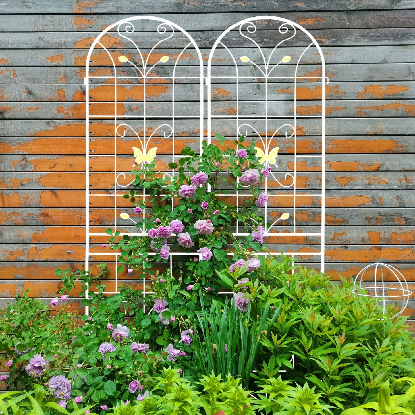 87 Inch Metal Garden Trellis 2 Pack Rustproof Support for Climbing Vines Extendable Design Cream White