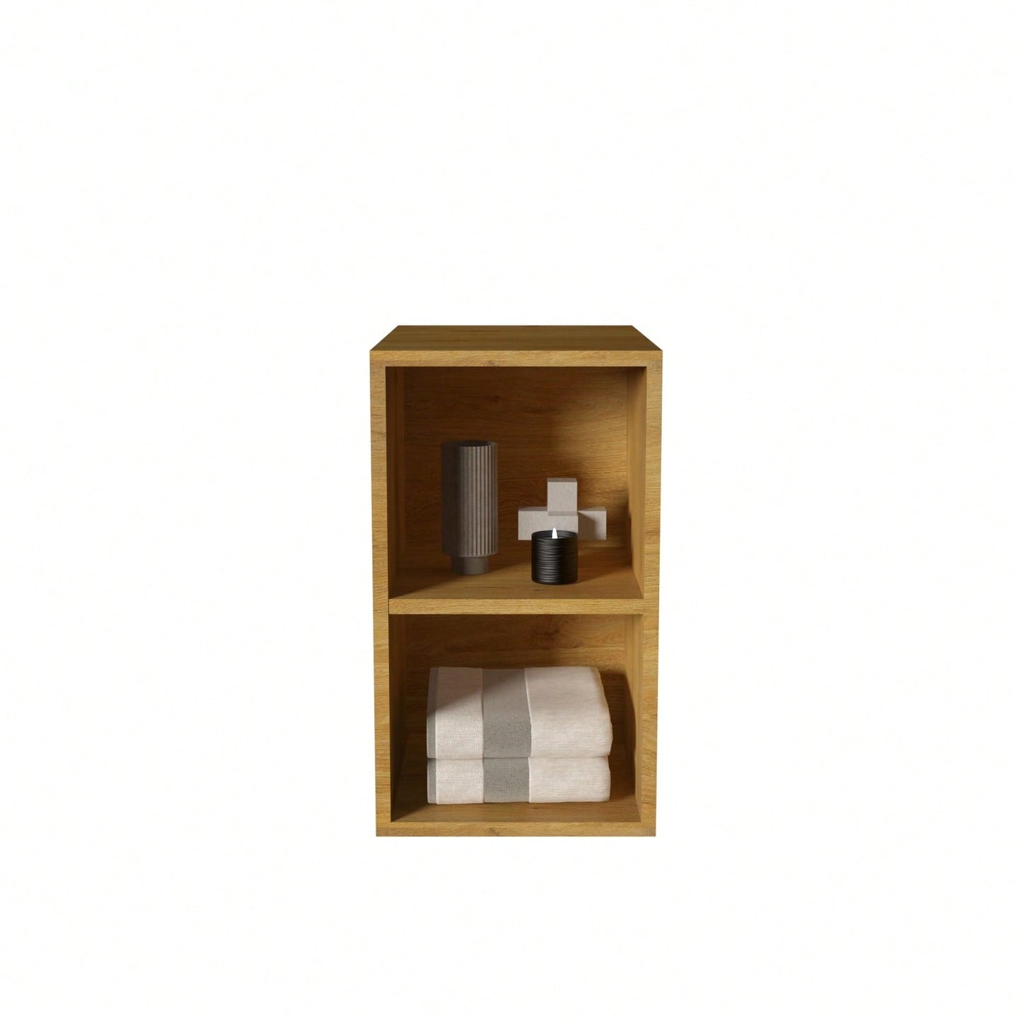 Rustic Wall Mounted Bathroom Storage Cabinet With Two Open Shelves For Small Spaces, Easy Access Organization