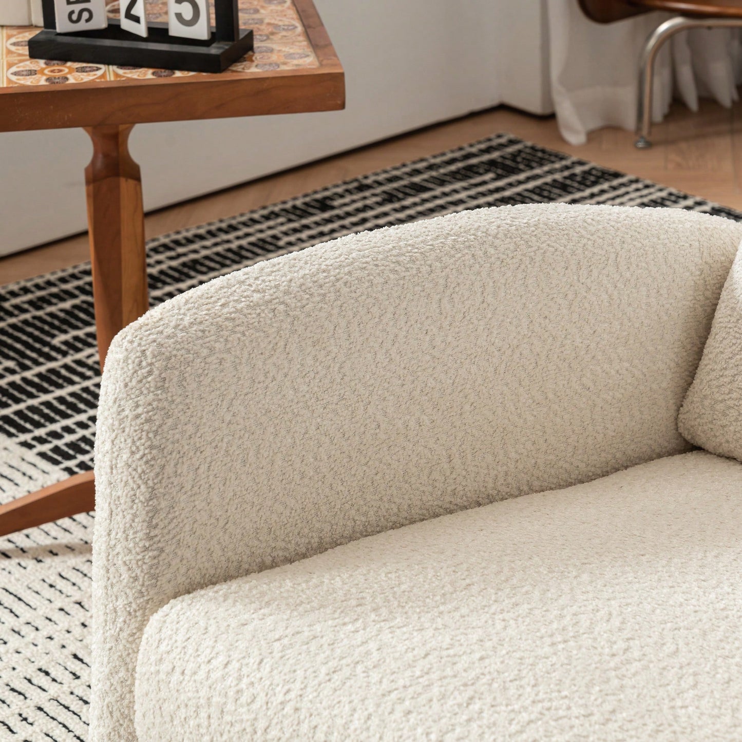 Ergonomic Upholstered Rocking Chair with Footrest High Back Padded Armchair for Living Room Bedroom Nursery