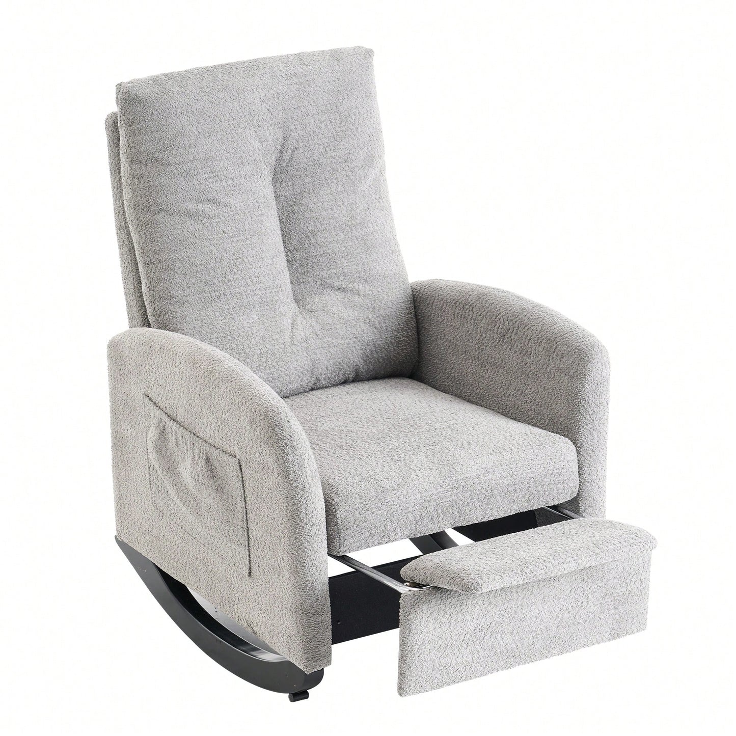 Ergonomic Upholstered Rocking Chair with Footrest High Back Padded Armchair for Living Room Bedroom Nursery