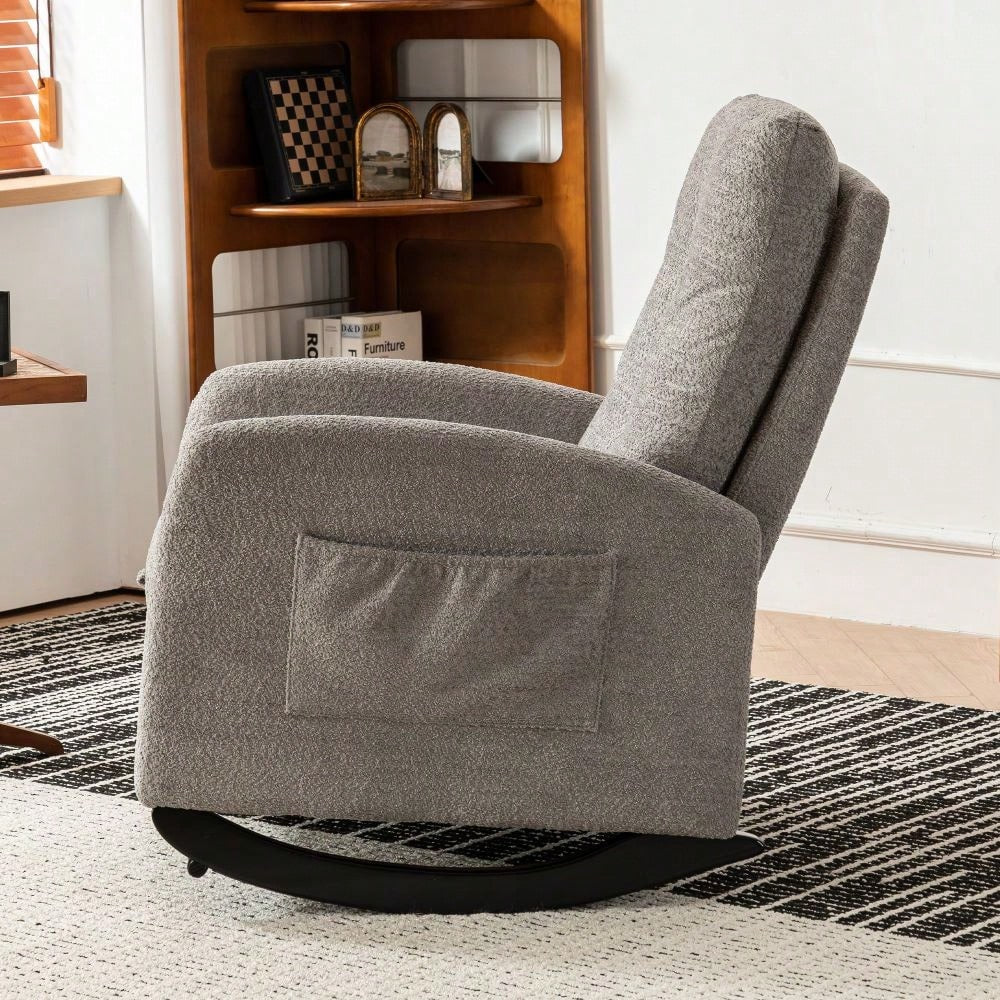 Ergonomic Upholstered Rocking Chair with Footrest High Back Padded Armchair for Living Room Bedroom Nursery