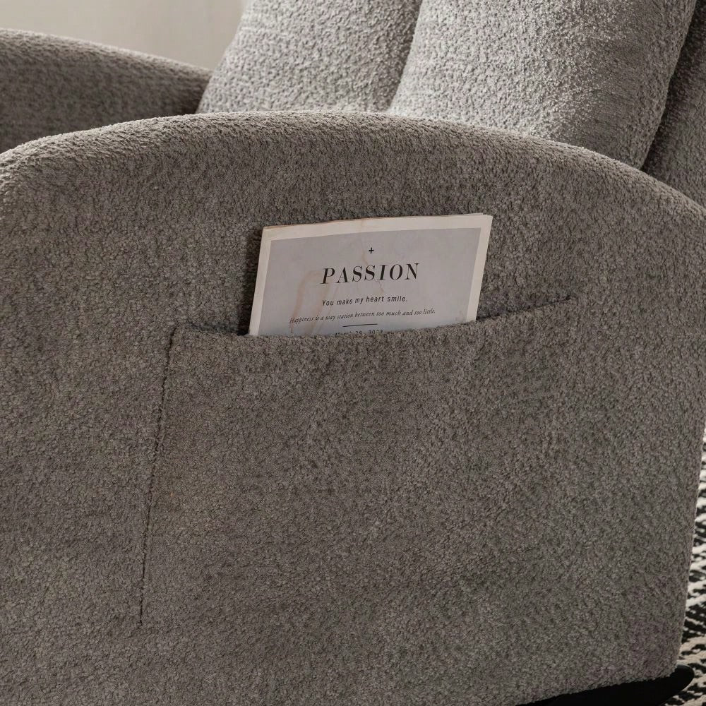 Ergonomic Upholstered Rocking Chair with Footrest High Back Padded Armchair for Living Room Bedroom Nursery