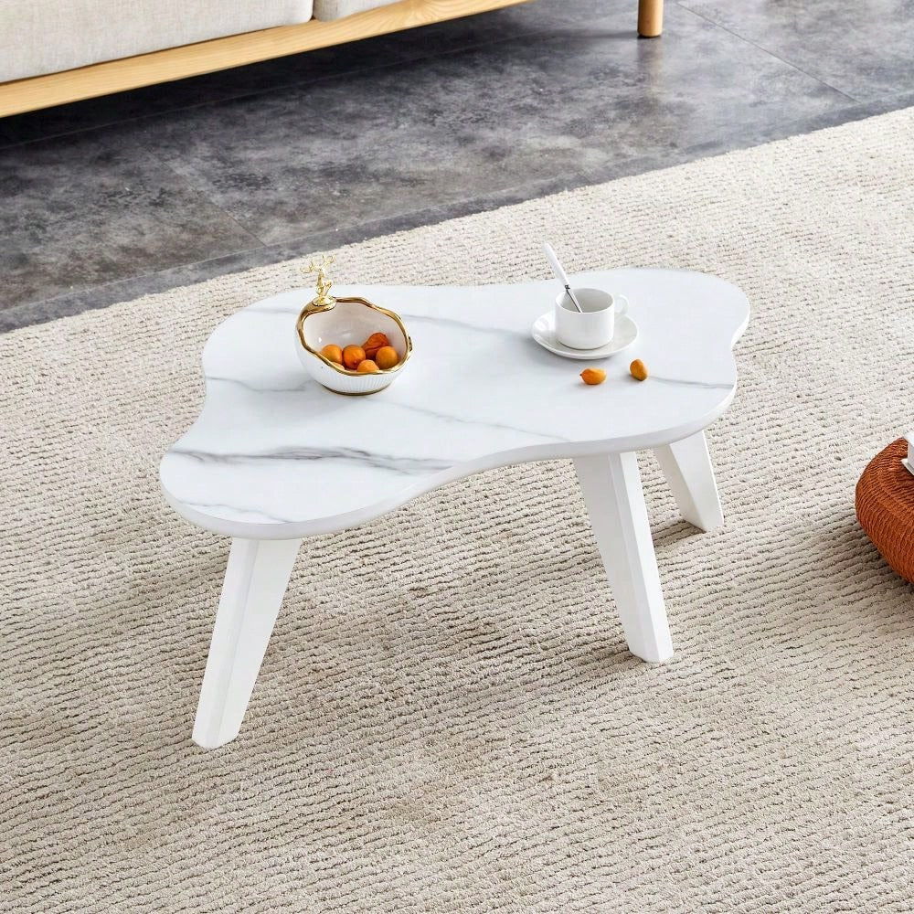 Modern Minimalist Coffee Table, Solid Wood Legs, Cloud Shape To Give You A New Experience