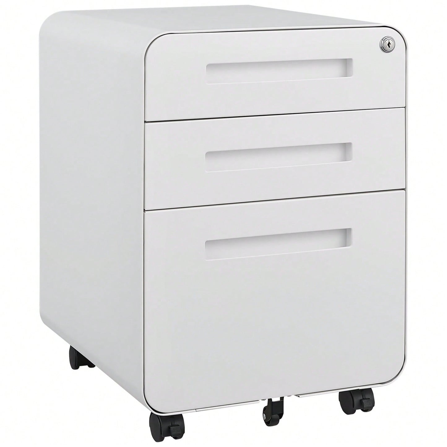 Mobile Rolling File Cabinet with Lock 3 Drawer Under Desk Storage for Legal Letter A4 Files Anti-Tilt Design