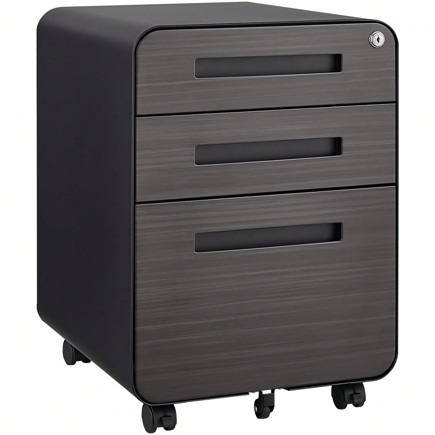 Mobile Rolling File Cabinet with Lock 3 Drawer Under Desk Storage for Legal Letter A4 Files Anti-Tilt Design