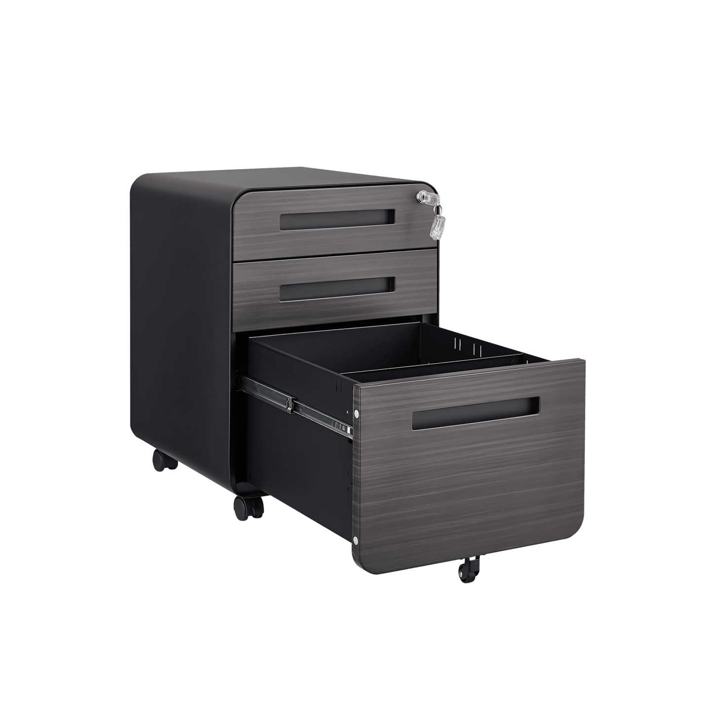 Mobile Rolling File Cabinet with Lock 3 Drawer Under Desk Storage for Legal Letter A4 Files Anti-Tilt Design