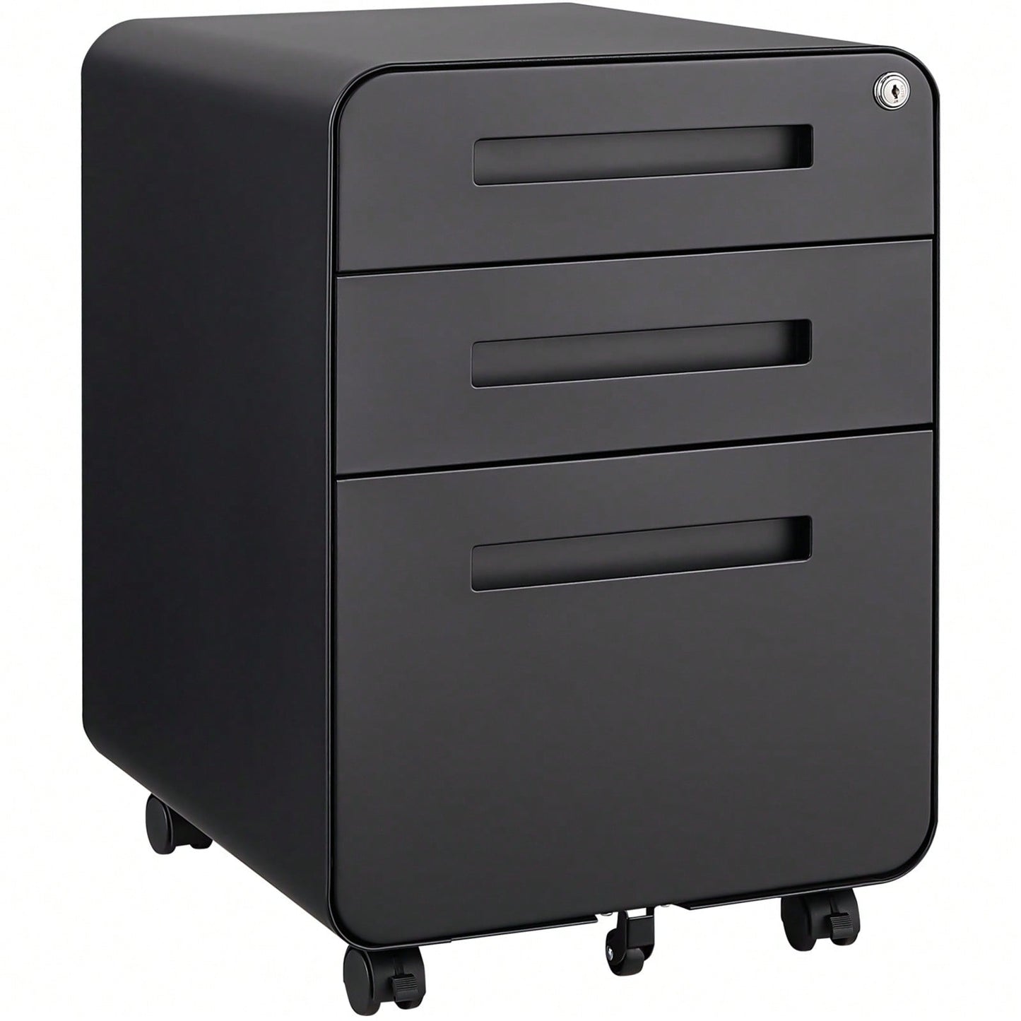 Mobile Rolling File Cabinet with Lock 3 Drawer Under Desk Storage for Legal Letter A4 Files Anti-Tilt Design