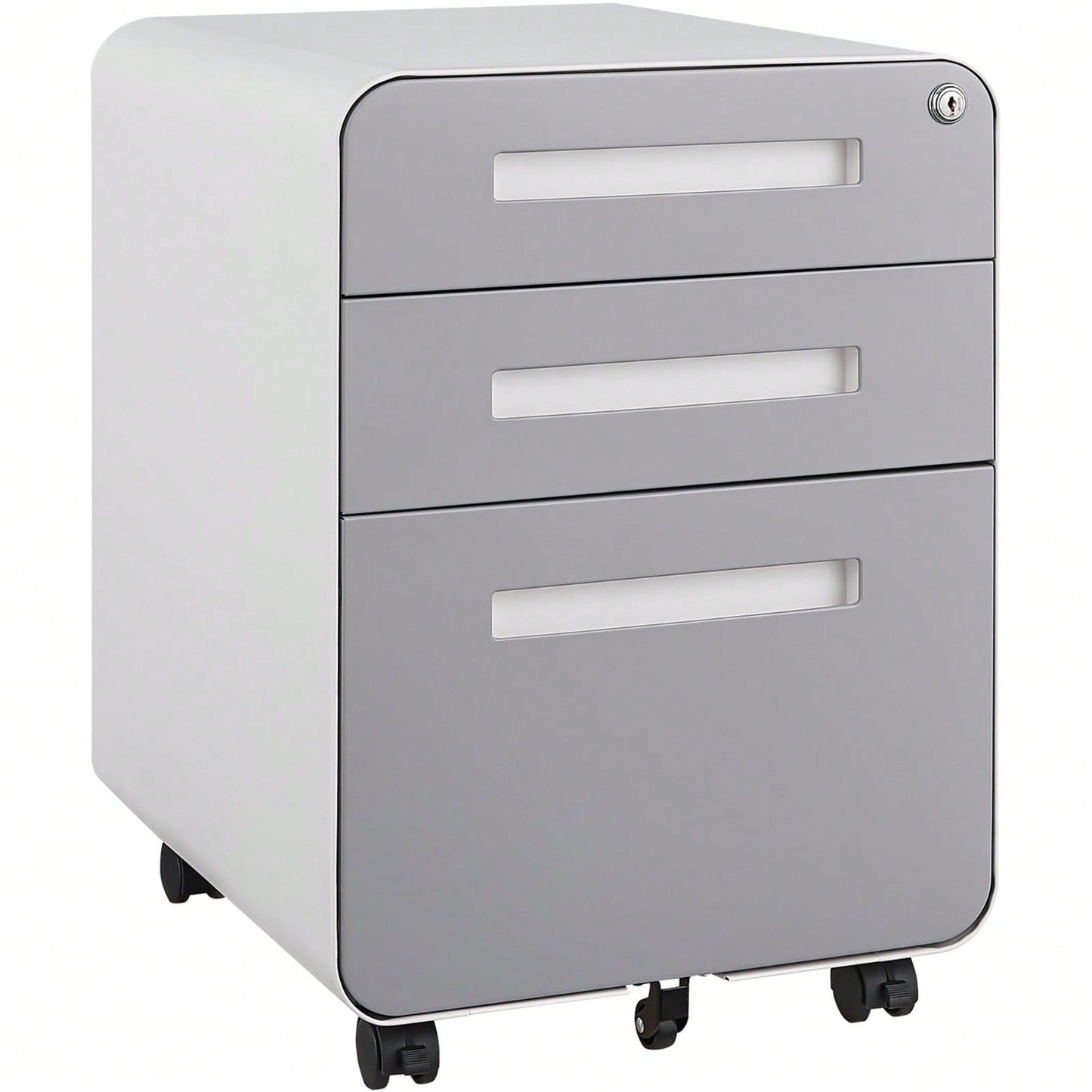 Mobile Rolling File Cabinet with Lock 3 Drawer Under Desk Storage for Legal Letter A4 Files Anti-Tilt Design