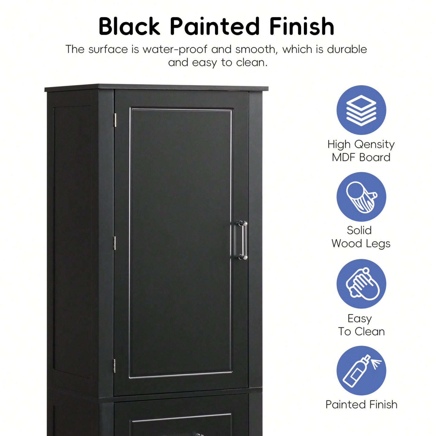 Freestanding Tall Bathroom Storage Cabinet with Adjustable Shelves and Drawers Anti-Tip Device Easy Assembly