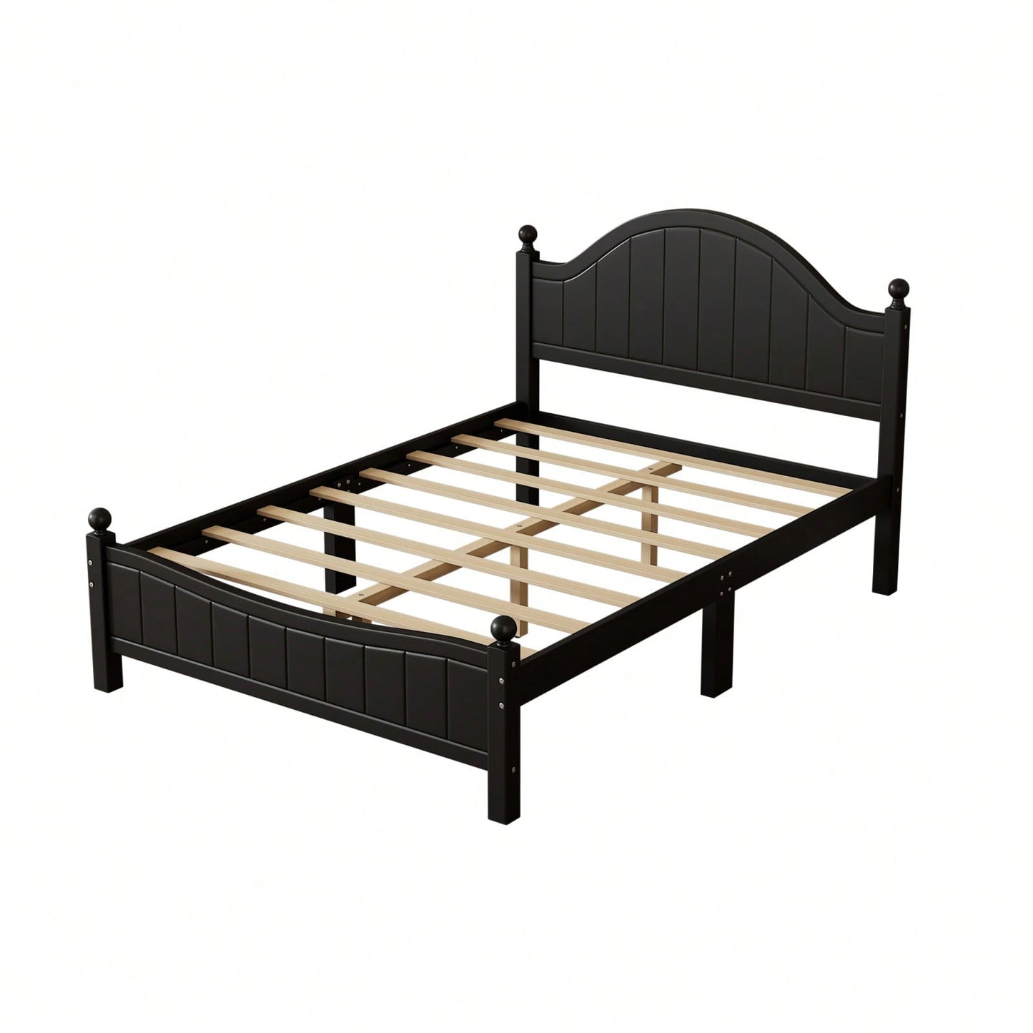 Solid Wood Platform Bed Frame With Headboard, No Box Spring Needed, Full Size, Supports Up To 400 LBS, Easy Assembly