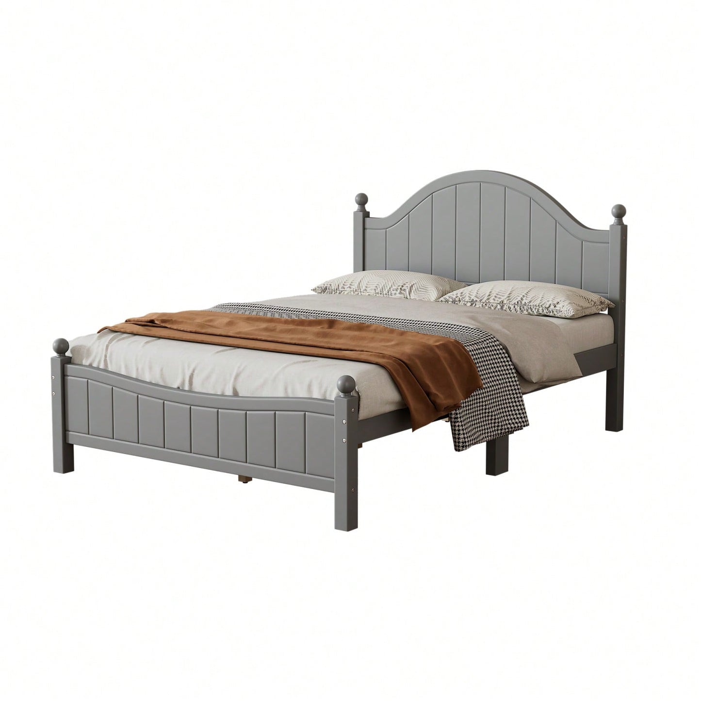 Solid Wood Platform Bed Frame With Headboard, No Box Spring Needed, Full Size, Supports Up To 400 LBS, Easy Assembly