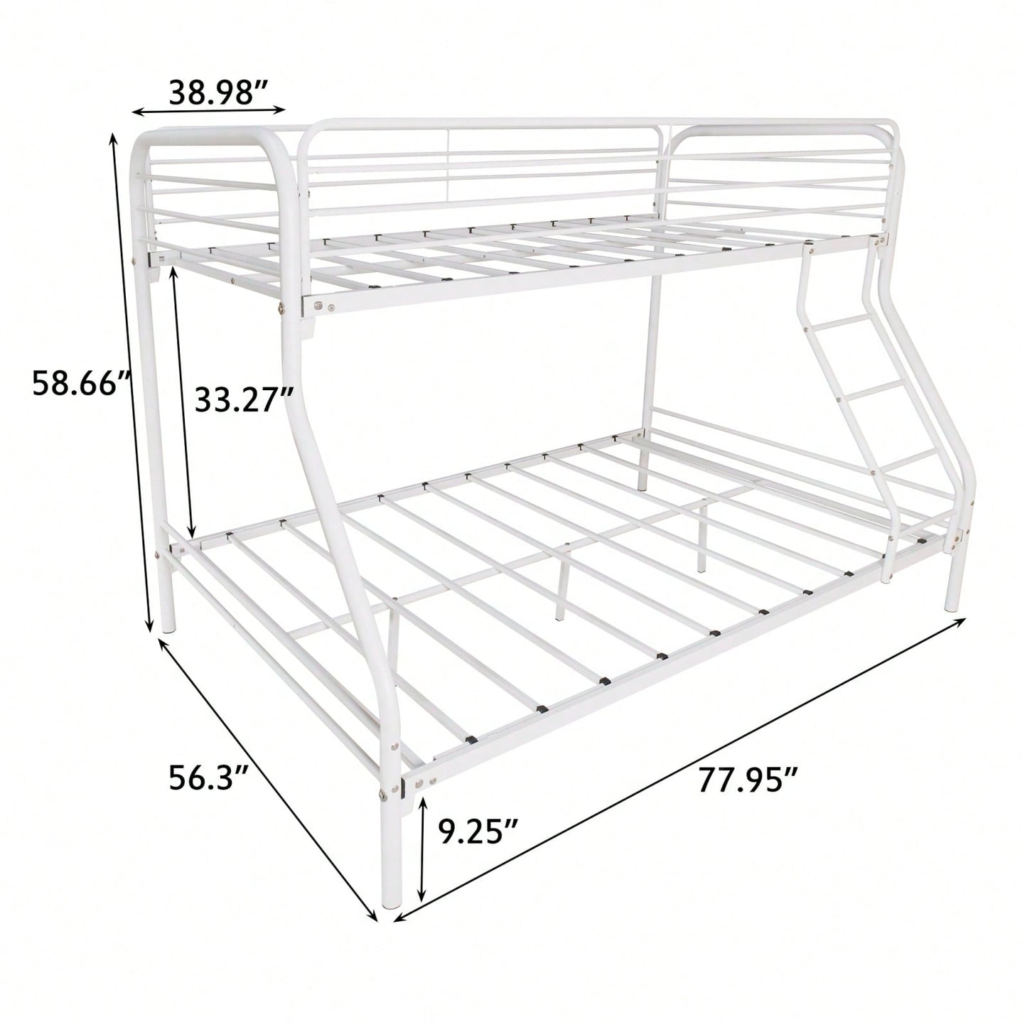 Heavy Duty Twin Over Full Bunk Bed Metal Frame with Guardrails and Storage Easy Assembly No Box Spring Needed