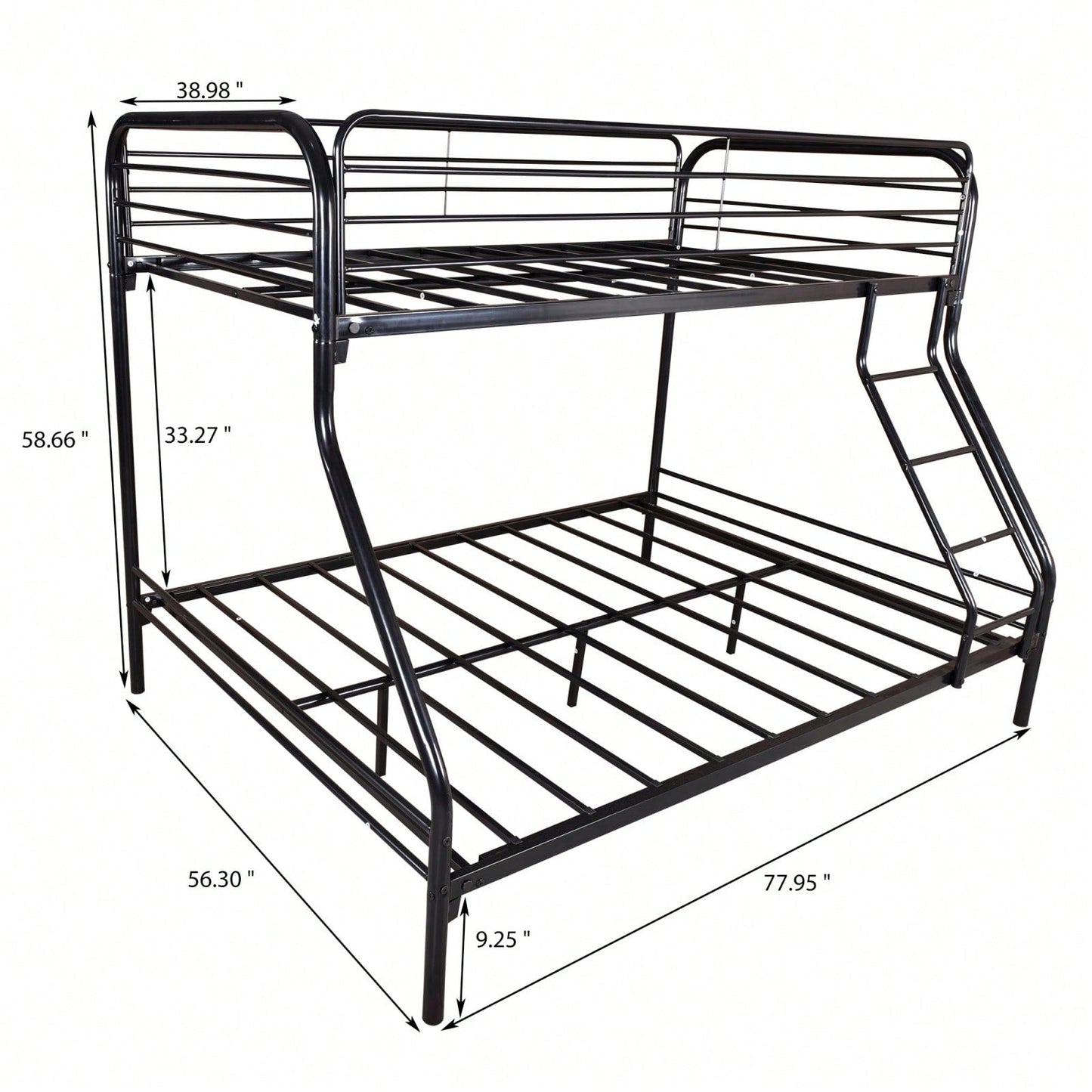 Heavy Duty Twin Over Full Bunk Bed Metal Frame with Guardrails and Storage Easy Assembly No Box Spring Needed