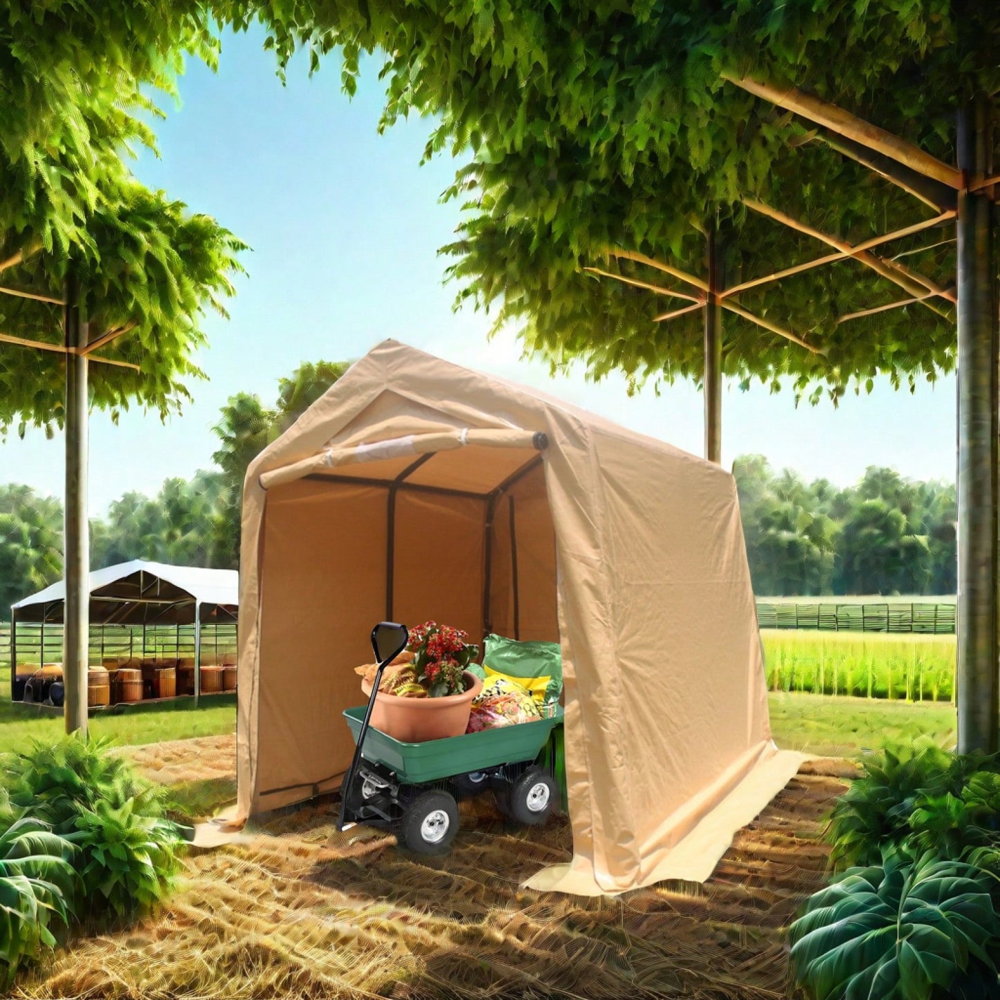 Heavy Duty 7x12ft Outdoor Storage Shelter Portable Garage For Motorcycle, Bike, Garden Tools, ATV, G