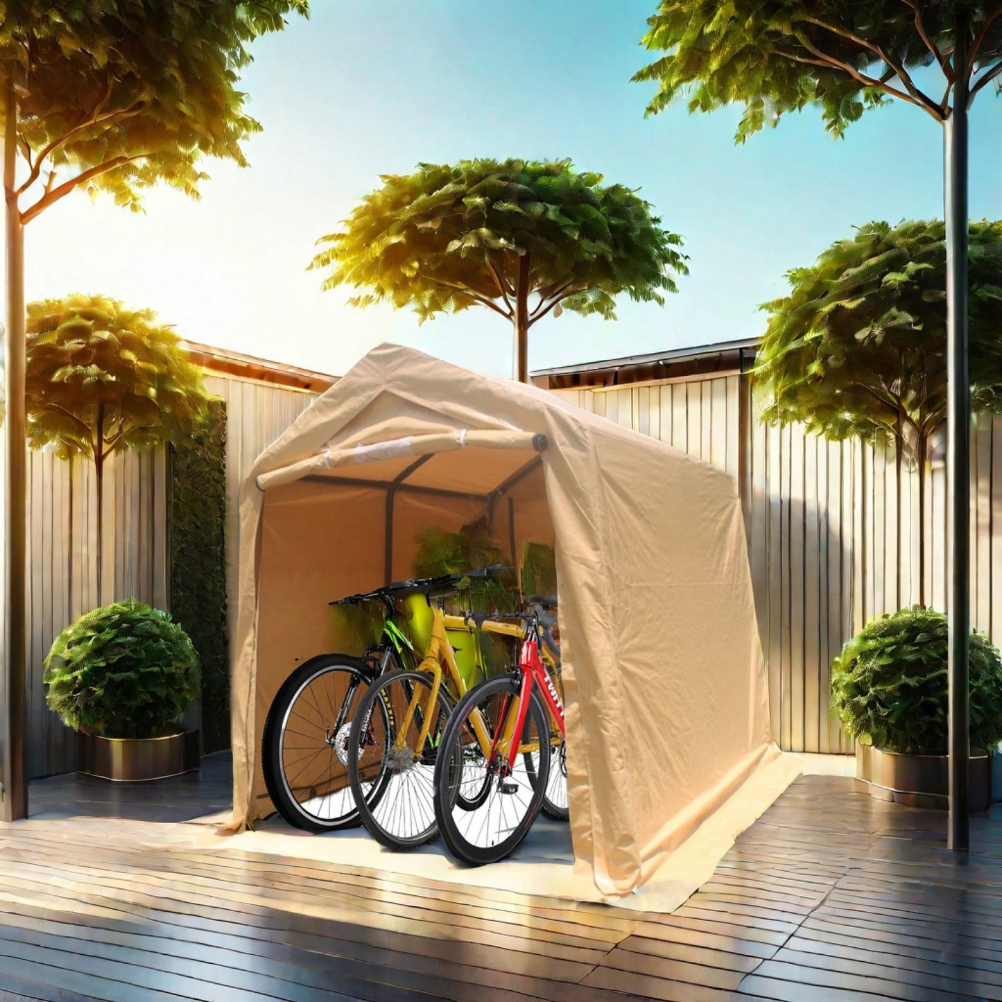 Heavy Duty 7x12ft Outdoor Storage Shelter Portable Garage For Motorcycle, Bike, Garden Tools, ATV, G