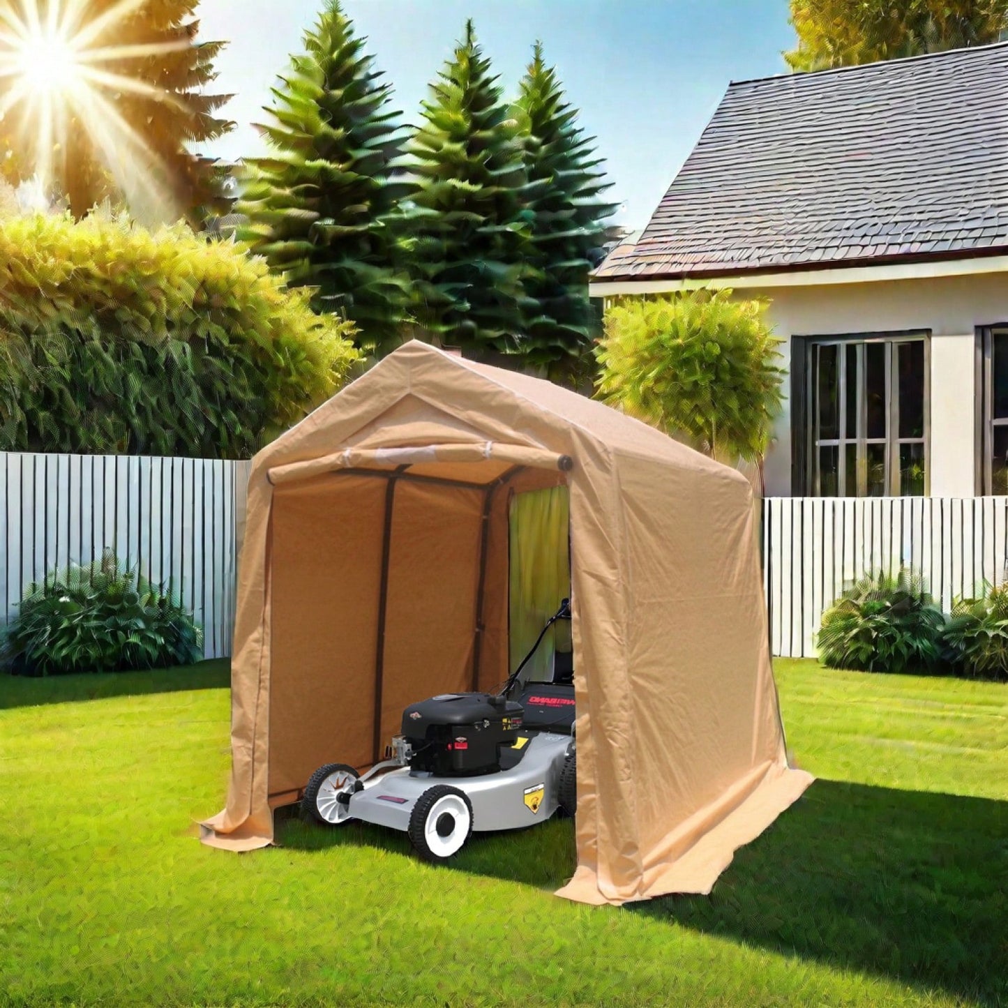 Heavy Duty 7x12ft Outdoor Storage Shelter Portable Garage For Motorcycle, Bike, Garden Tools, ATV, G