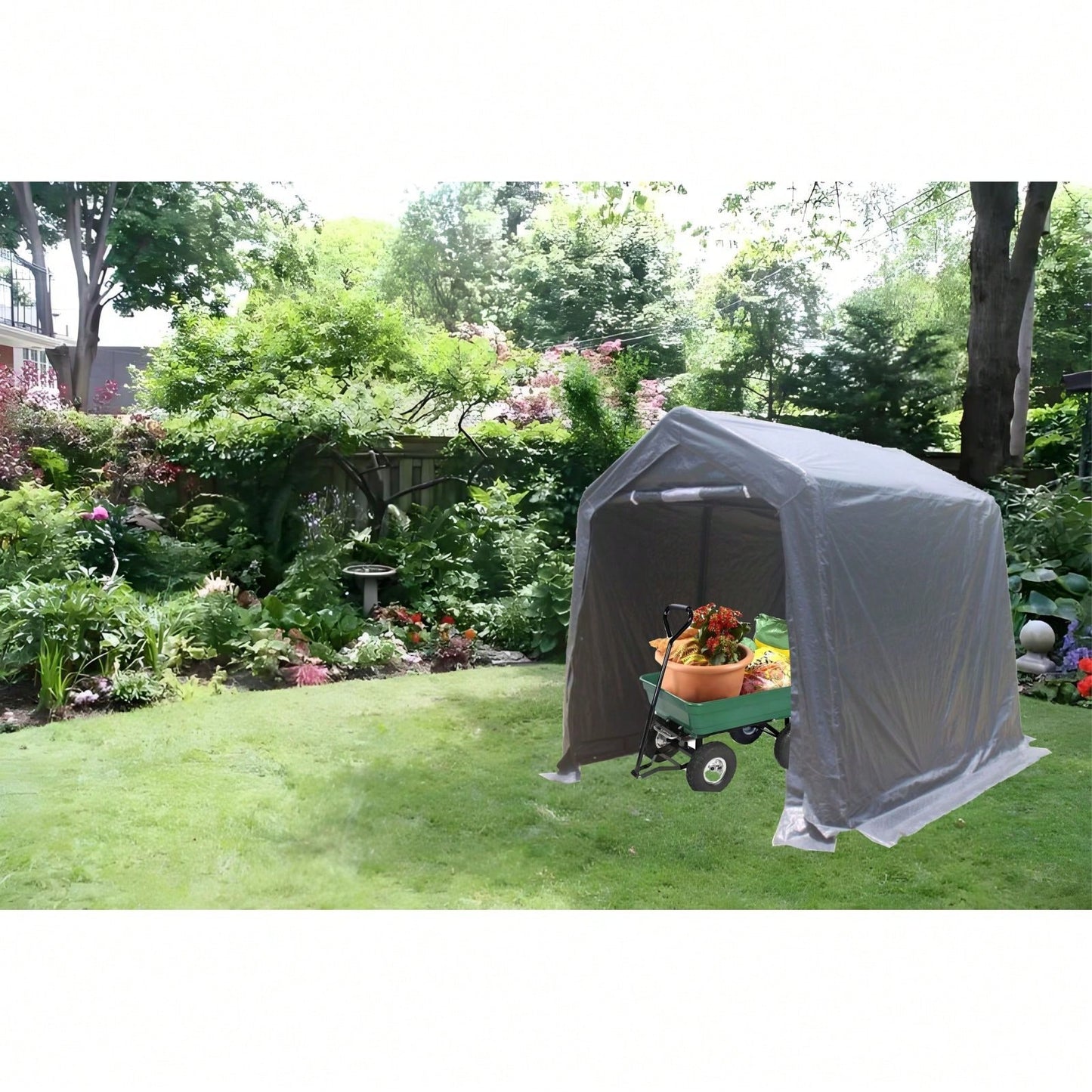 Heavy Duty 7x12ft Outdoor Storage Shelter Portable Garage For Motorcycle, Bike, Garden Tools, ATV, G