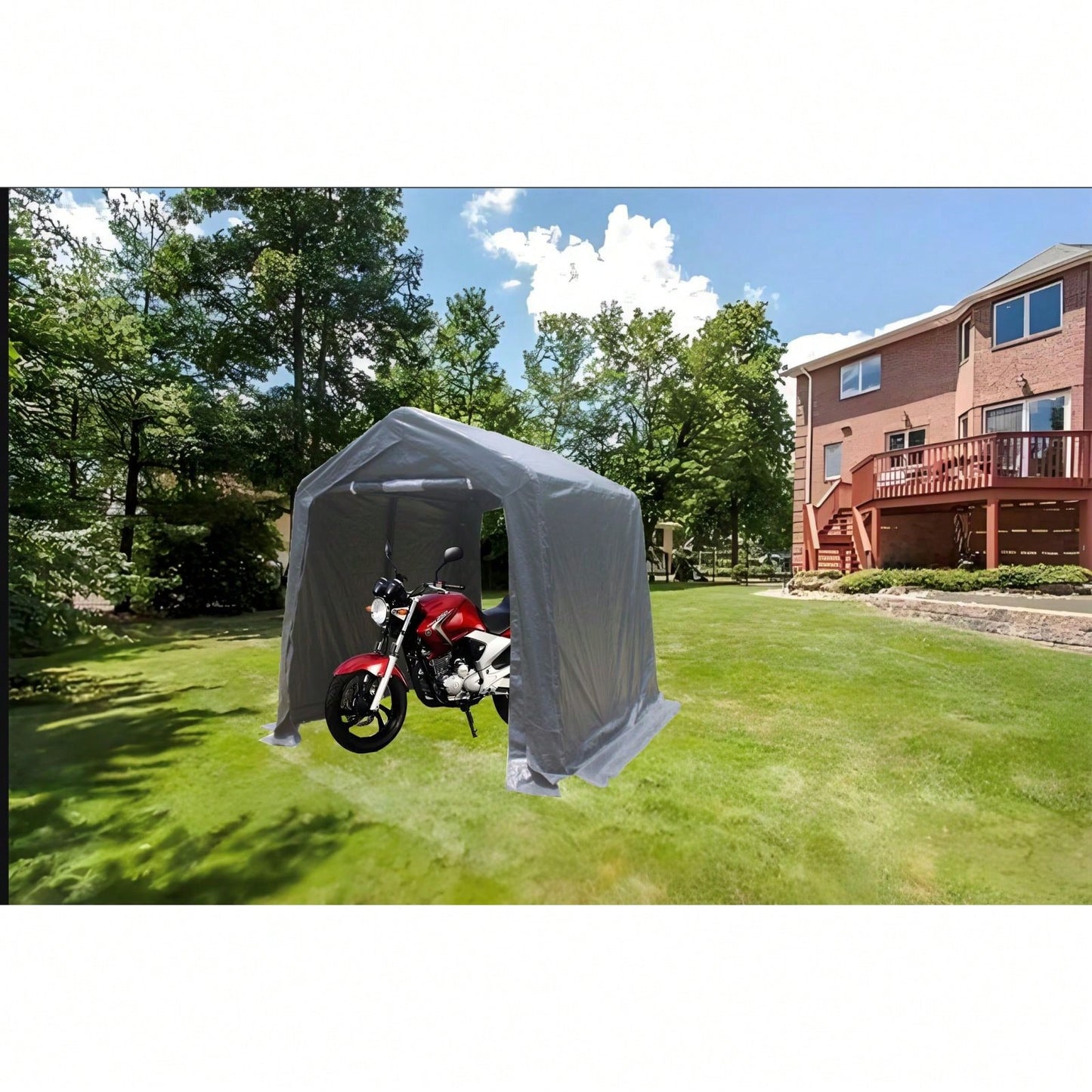 Heavy Duty 7x12ft Outdoor Storage Shelter Portable Garage For Motorcycle, Bike, Garden Tools, ATV, G