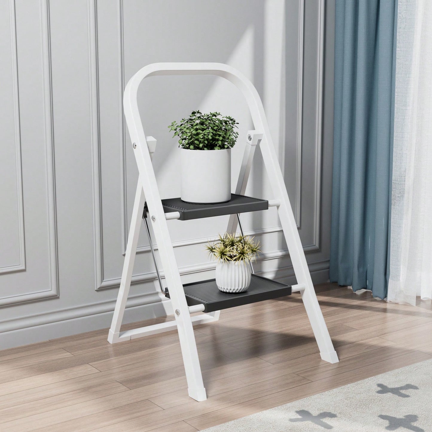 Sturdy 2 Step Ladder with Anti-Slip Pedal 330lbs Capacity Space Saving Design for Home Kitchen Office