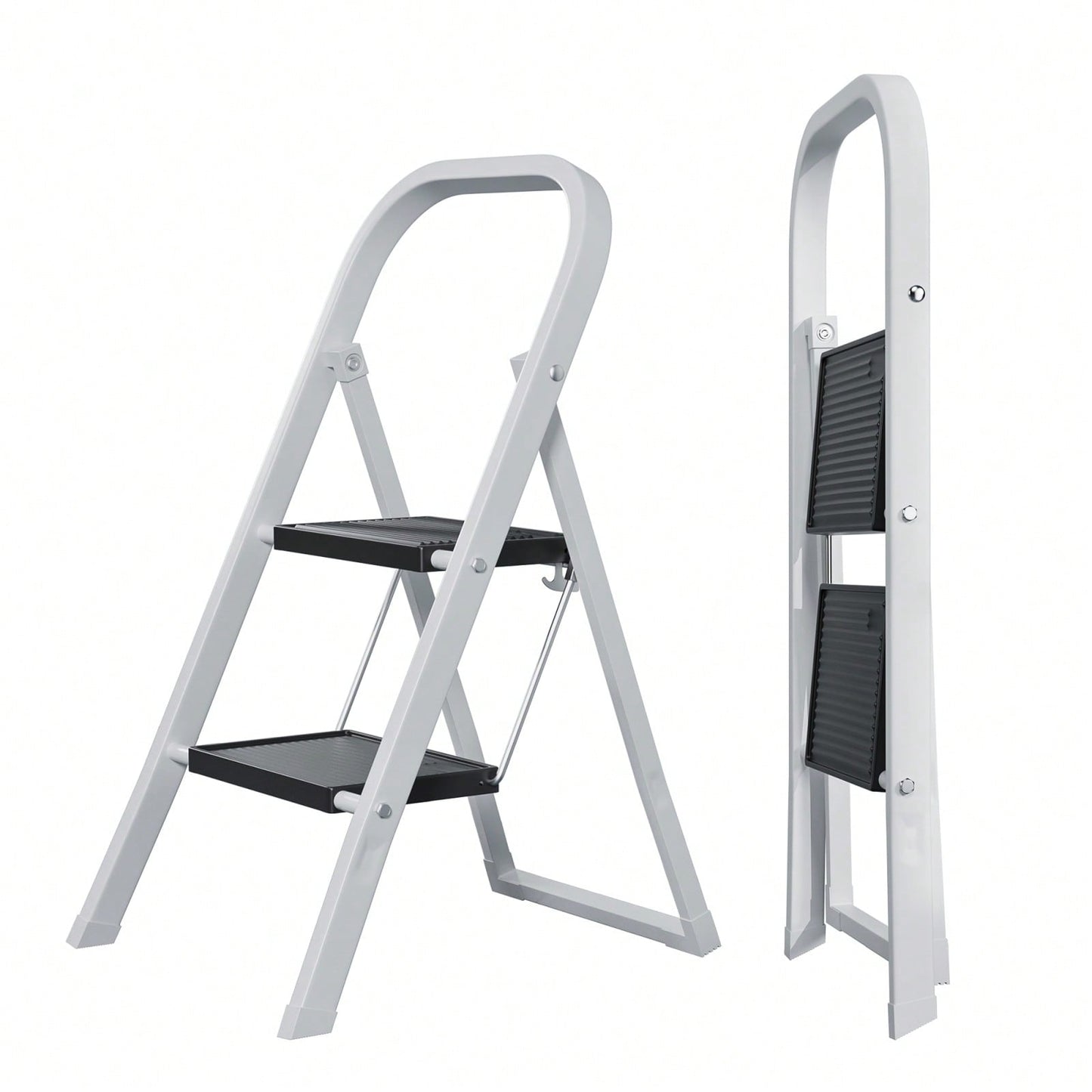 Sturdy 2 Step Ladder with Anti-Slip Pedal 330lbs Capacity Space Saving Design for Home Kitchen Office