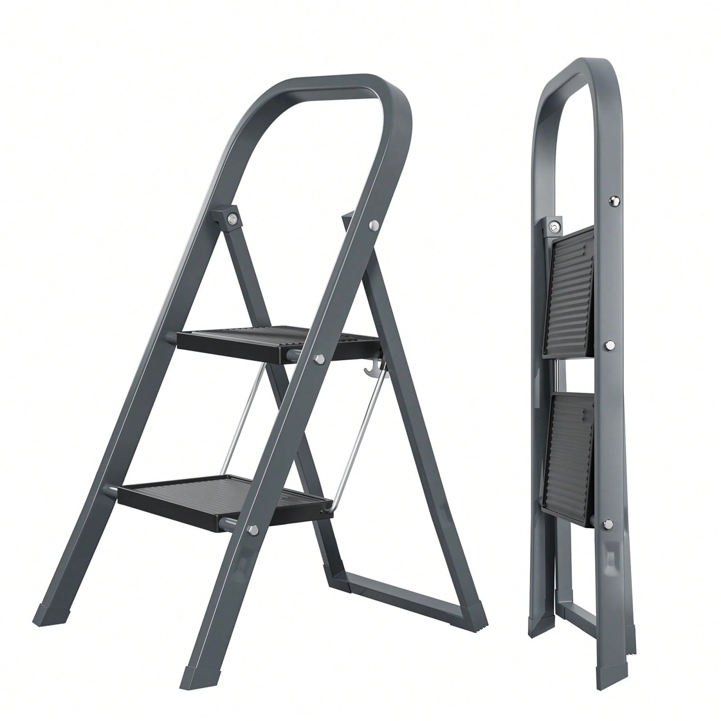 Sturdy 2 Step Ladder with Anti-Slip Pedal 330lbs Capacity Space Saving Design for Home Kitchen Office