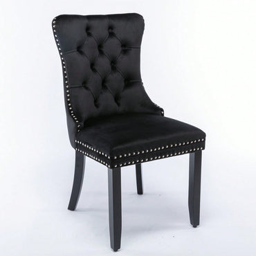 Modern, High-End Tufted Solid Wood Contemporary Velvet Upholstered Dining Chair With Wood Legs Nailhead Trim 2-Pcs Set