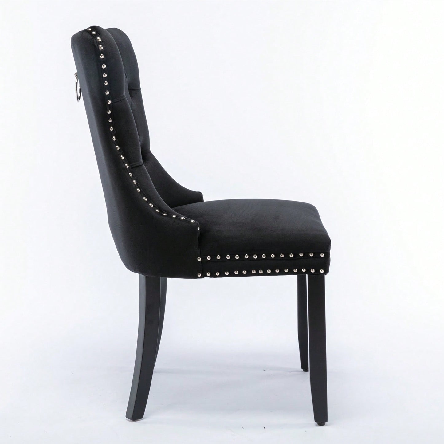 Modern, High-End Tufted Solid Wood Contemporary Velvet Upholstered Dining Chair With Wood Legs Nailhead Trim 2-Pcs Set
