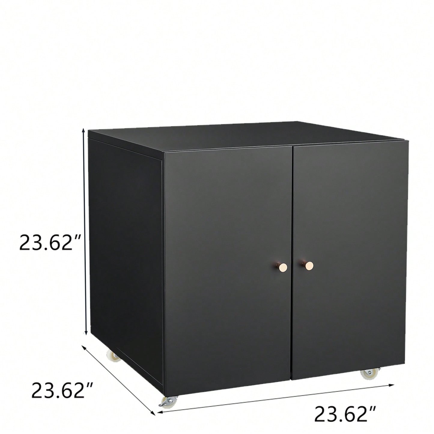 Black 2 Door Steel Copier Stand Mobile Pedestal File Printer Stand