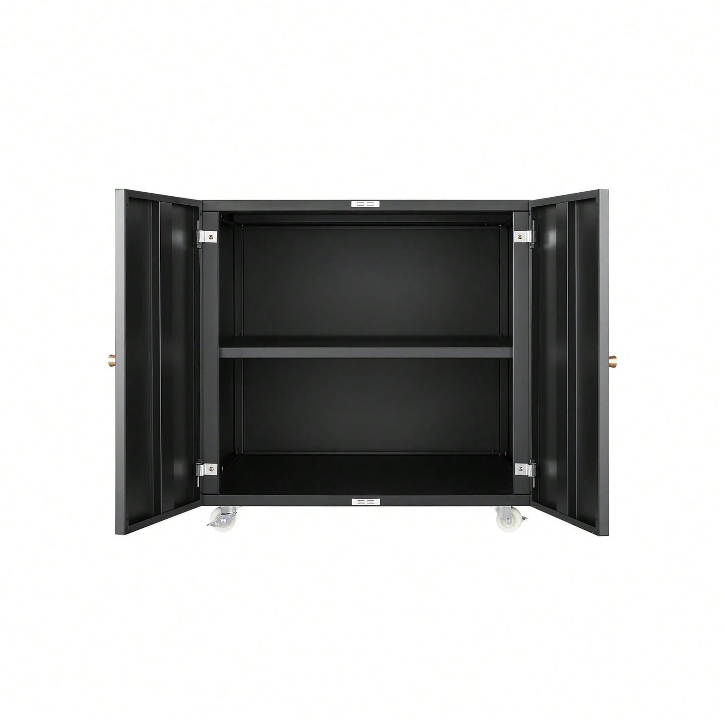 Black 2 Door Steel Copier Stand Mobile Pedestal File Printer Stand
